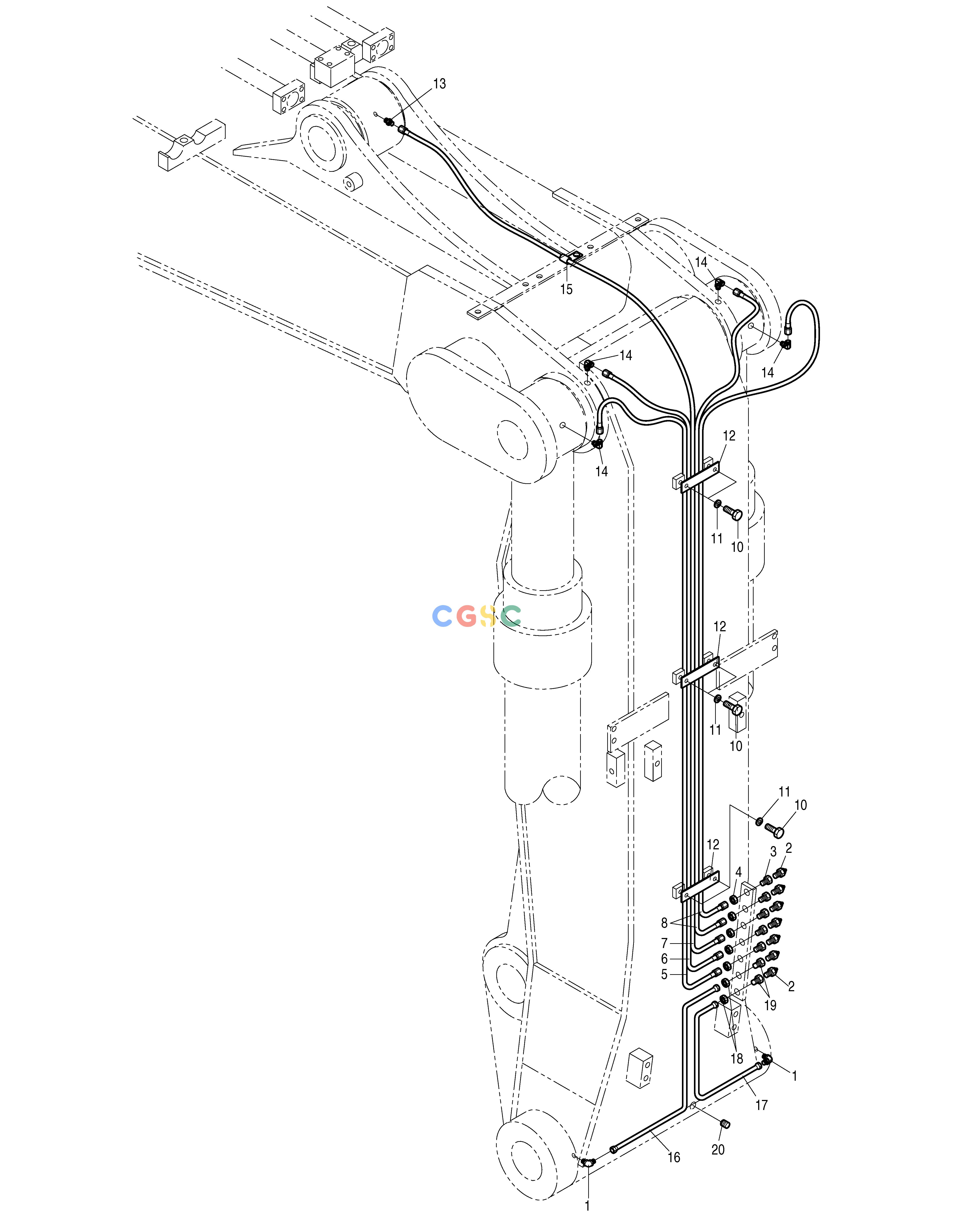 斗山零件查询FRONT LUBRICATION PIPING-ARTI.BOOM SOLAR 130LC-V Doosan parts catalog online