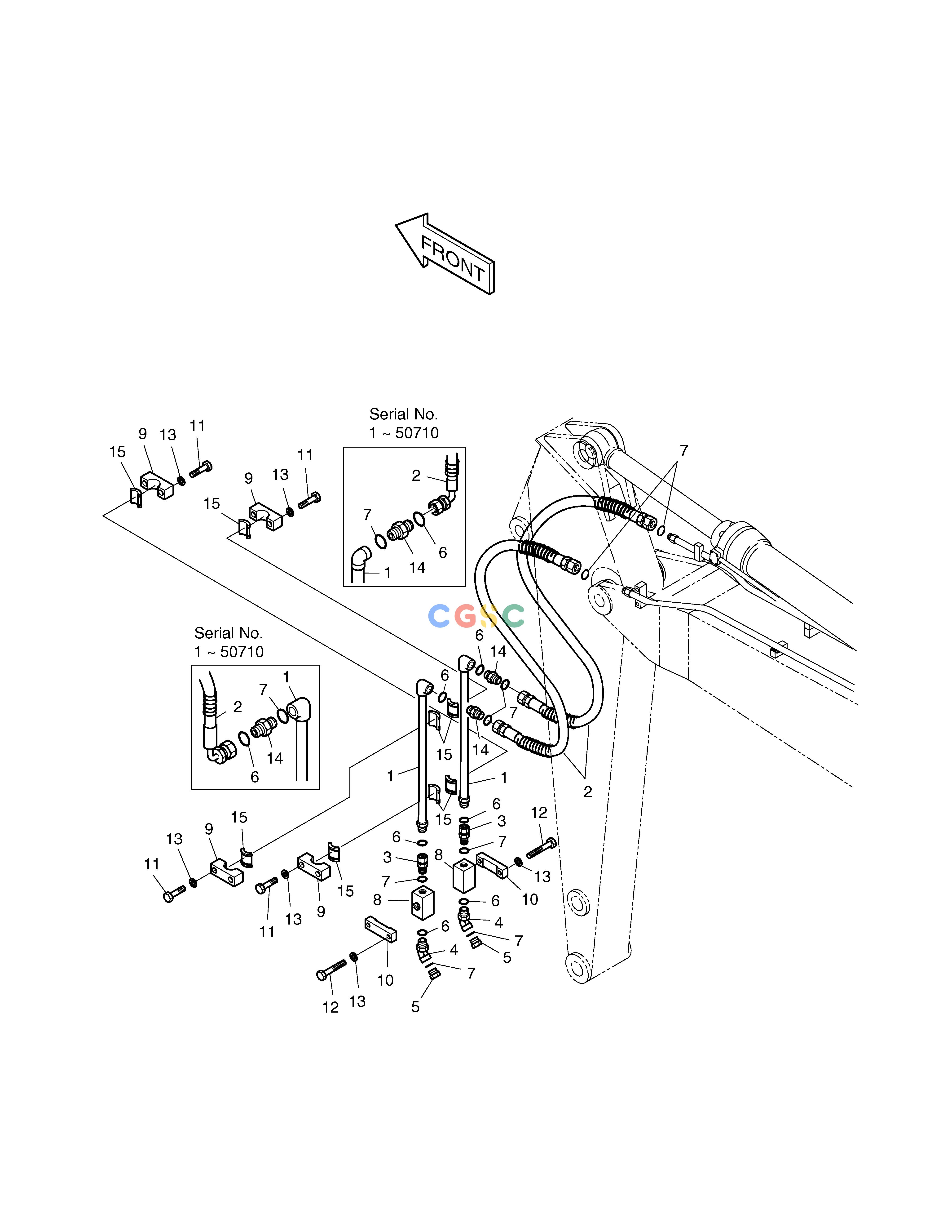 斗山零件查询ARM PIPING-ARM 2.1m(ONE WAY) SOLAR 130LC-V Doosan parts catalog online