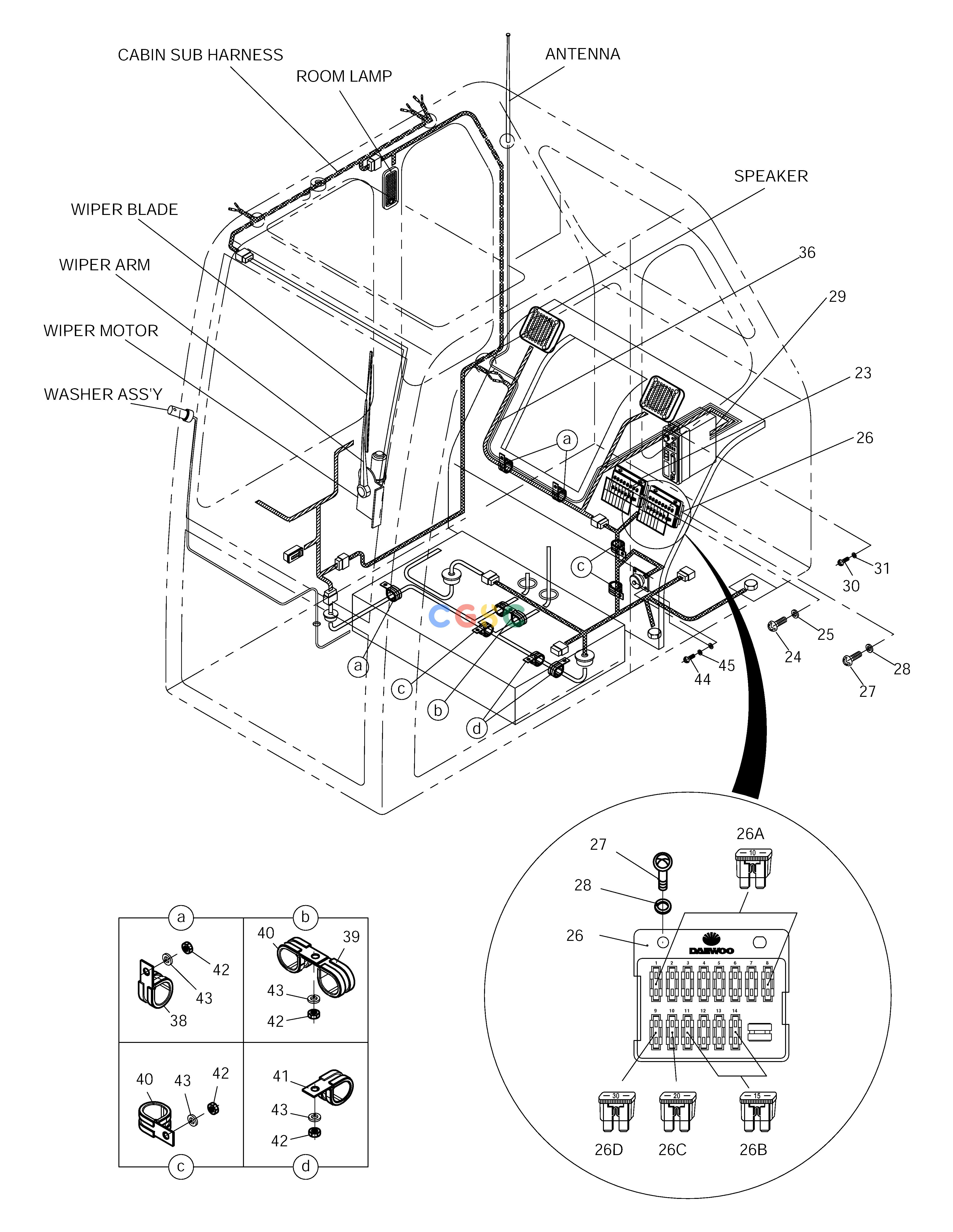 斗山零件查询ELECTRIC PARTS(4)-CABIN SOLAR 225LC-V Doosan parts catalog online