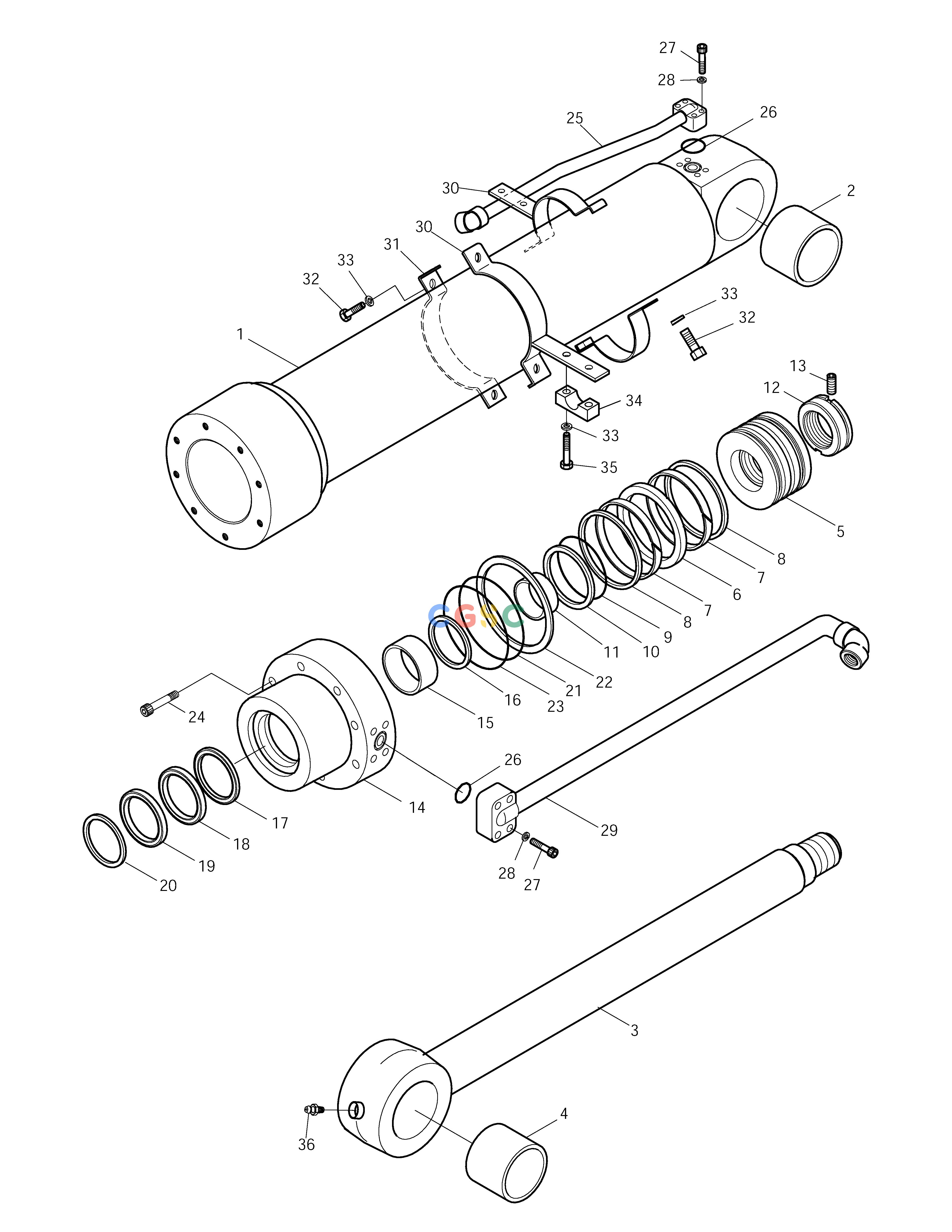 斗山零件查询BUCKET CYLINDER-6.2m ARM SOLAR 225LC-V Doosan parts catalog online