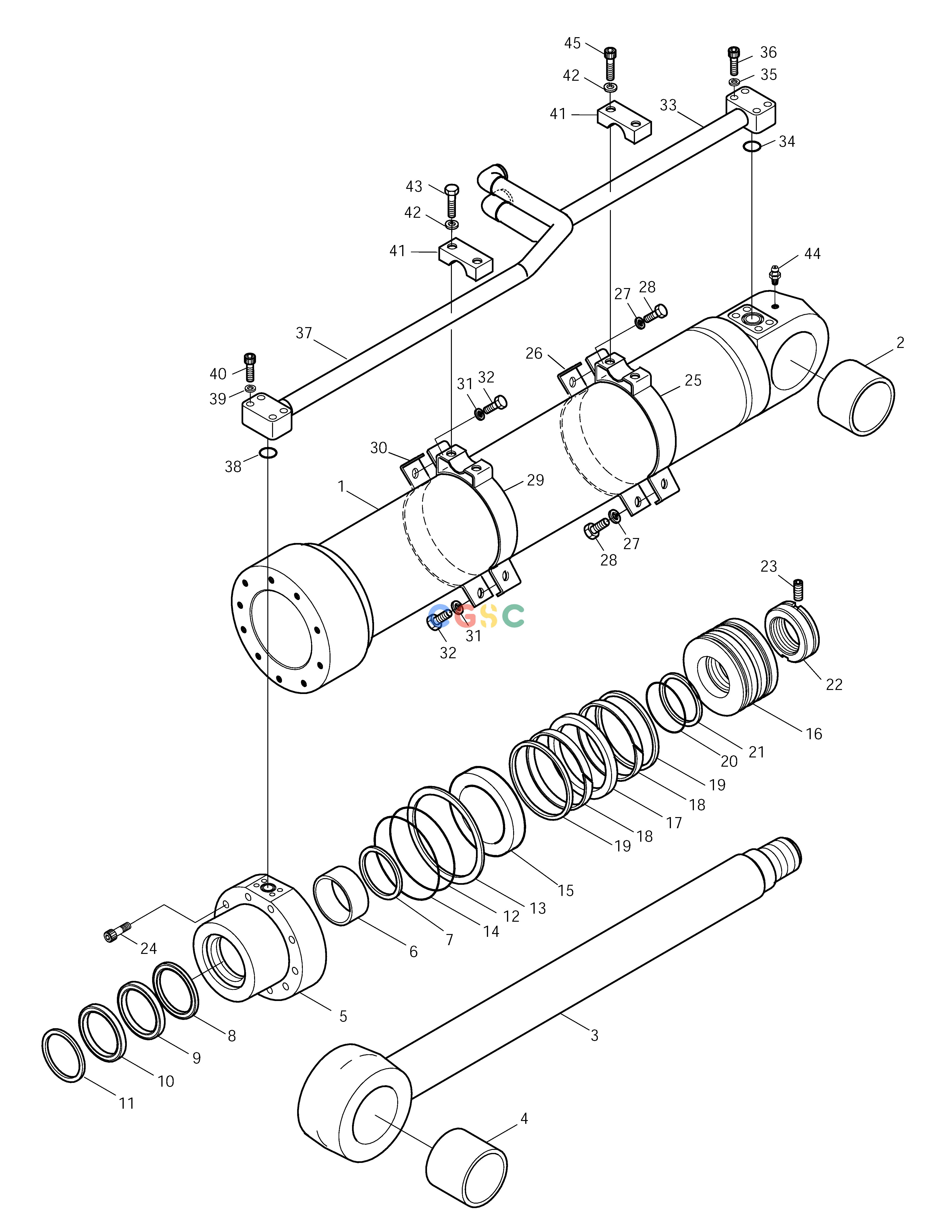 斗山零件查询BOOM CYLINDER(R.H)-ARTI.BOOM SOLAR 225LC-V Doosan parts catalog online