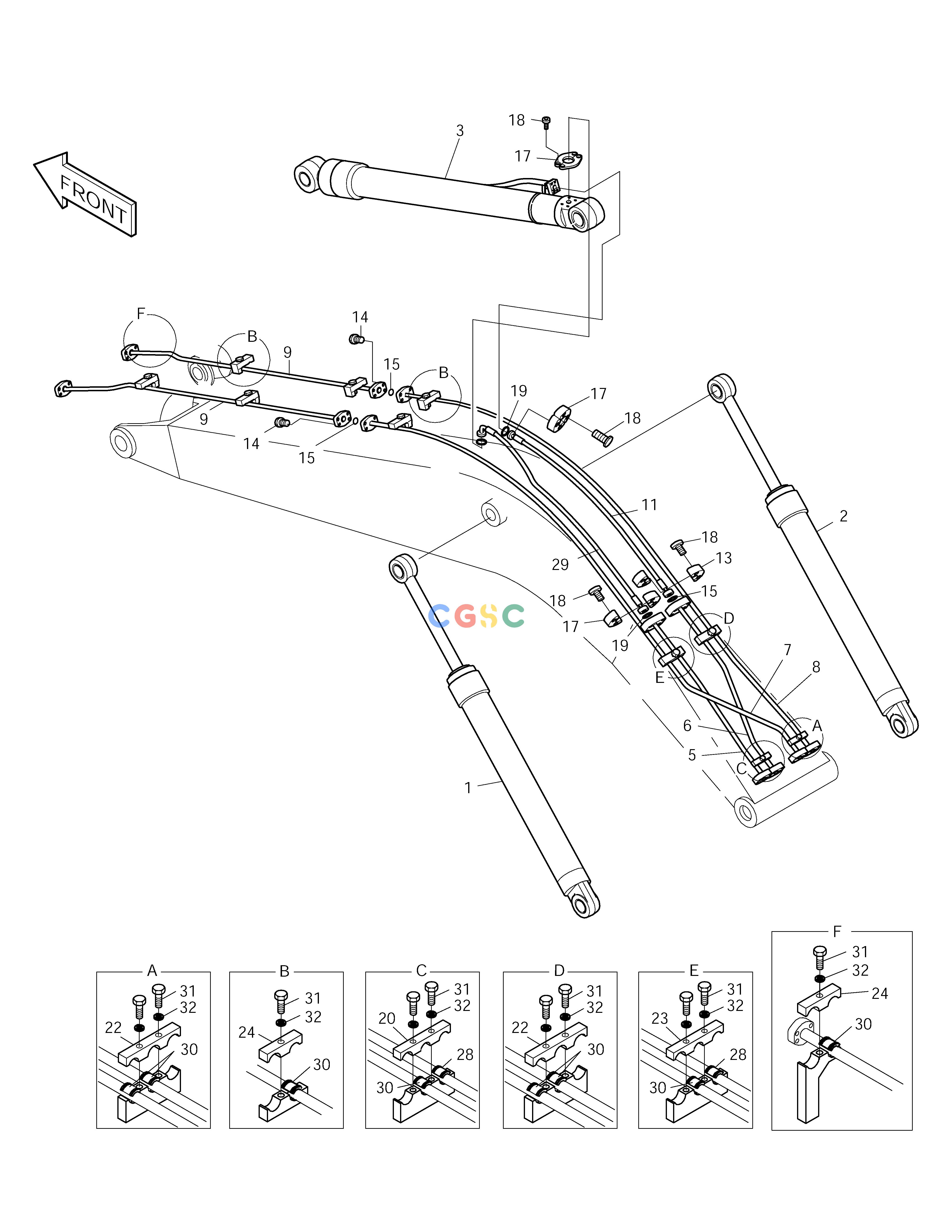 斗山零件查询FRONT PIPING - NO L.V. - 5.2m SOLAR 225LC-V Doosan parts catalog online