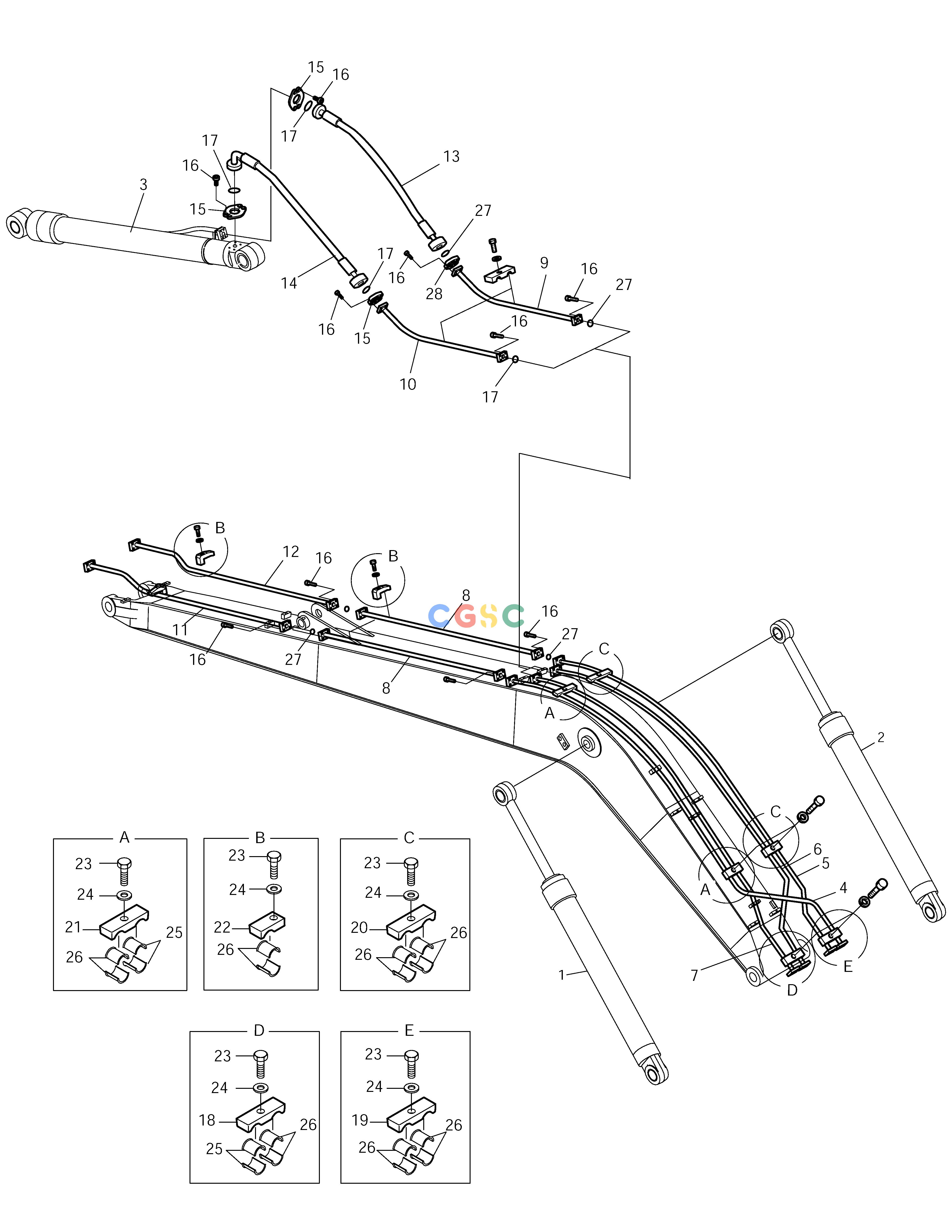 斗山零件查询BOOM PIPING-8.5m SOLAR 225LC-V Doosan parts catalog online