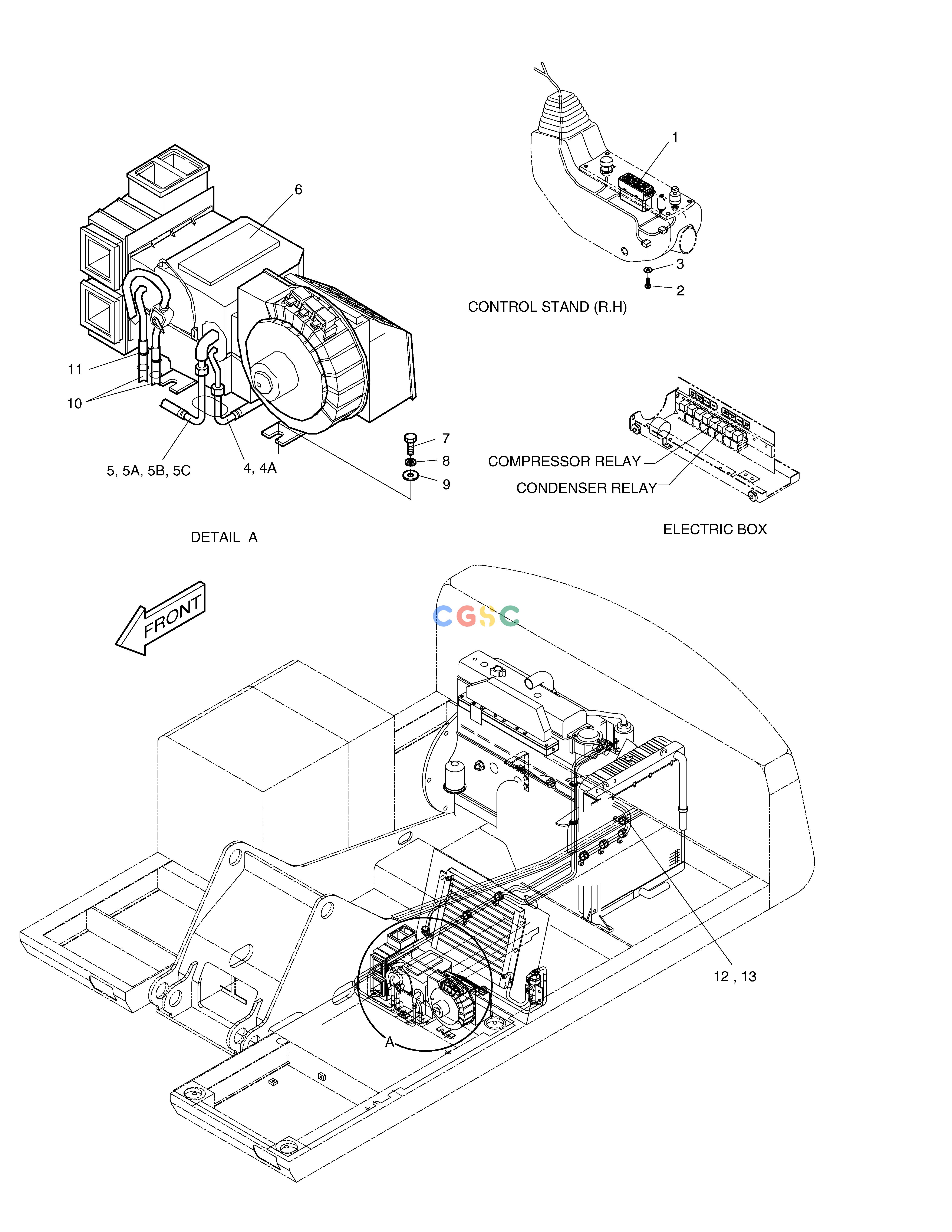 斗山零件查询COOLER & HEATER ASS'Y(1)-CABIN PART SOLAR 140LC-V Doosan parts catalog online