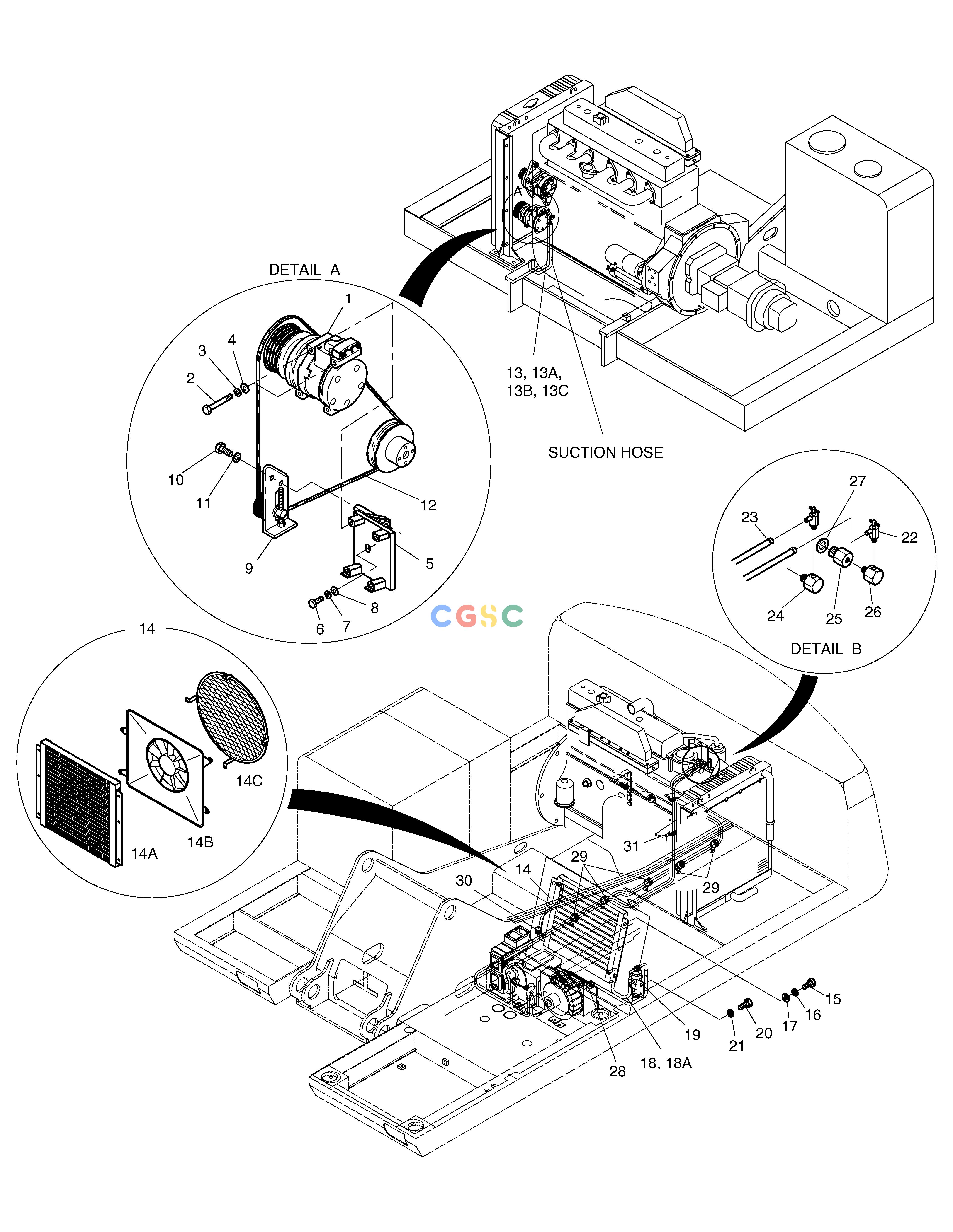 斗山零件查询COOLER & HEATER ASS'Y(2)-ENGINE PART SOLAR 140LC-V Doosan parts catalog online
