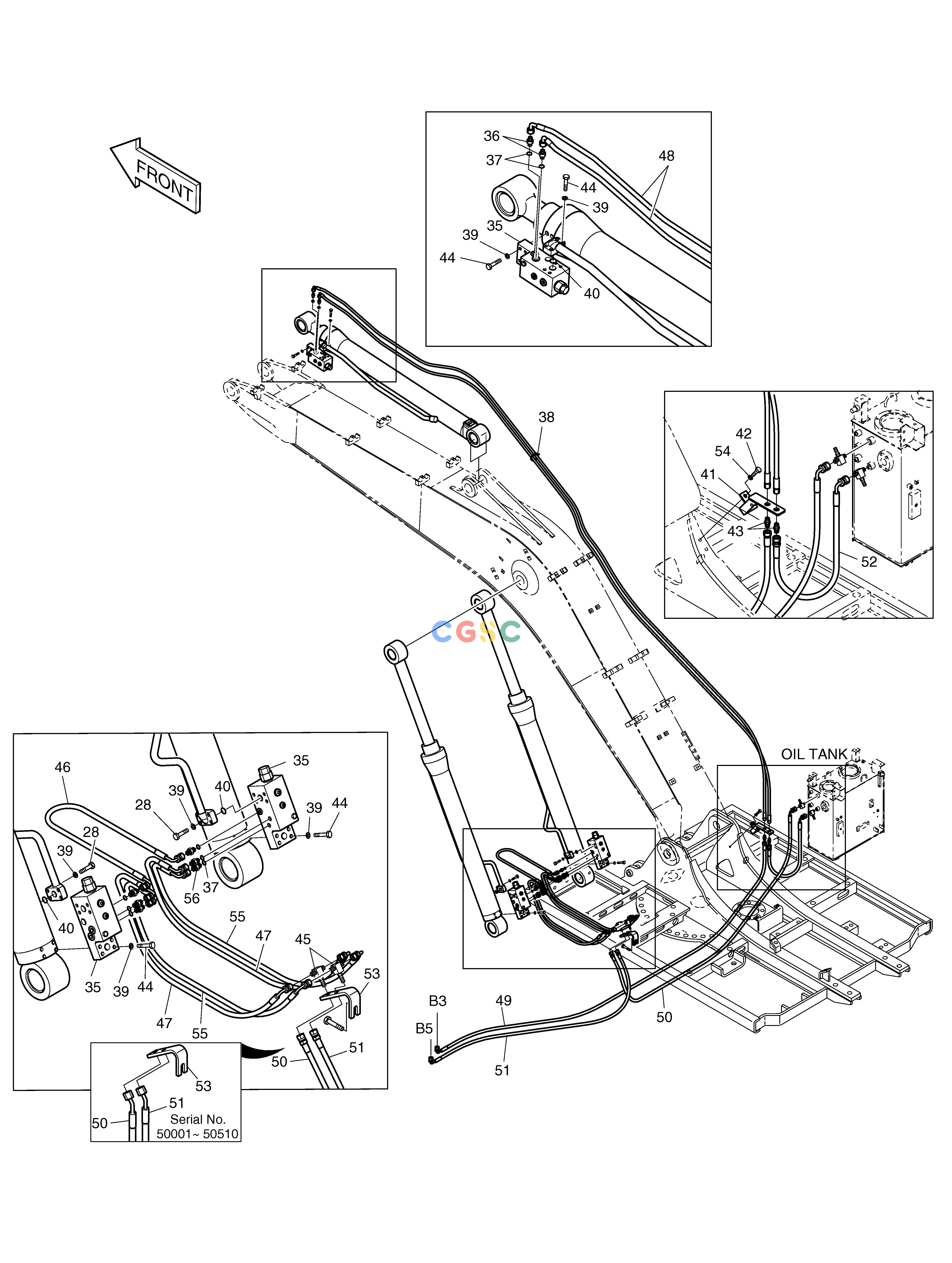 斗山零件查询FRONT PIPING-BOOM 4.6m+ARM 3m-L.V.(2) SOLAR 140LC-V Doosan parts catalog online