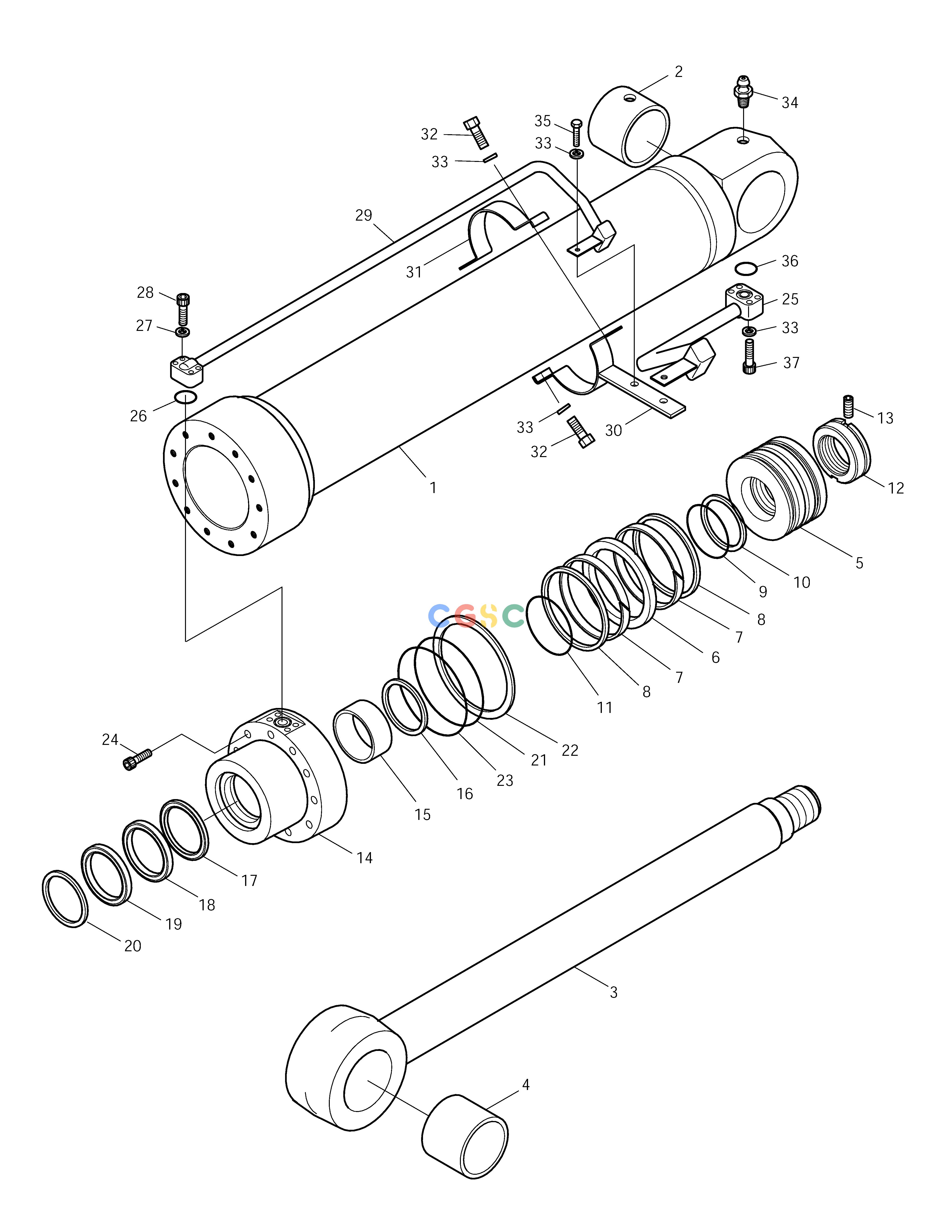 斗山零件查询BOOM CYLINDER(L.H)-DOZER SOLAR 140LC-V Doosan parts catalog online