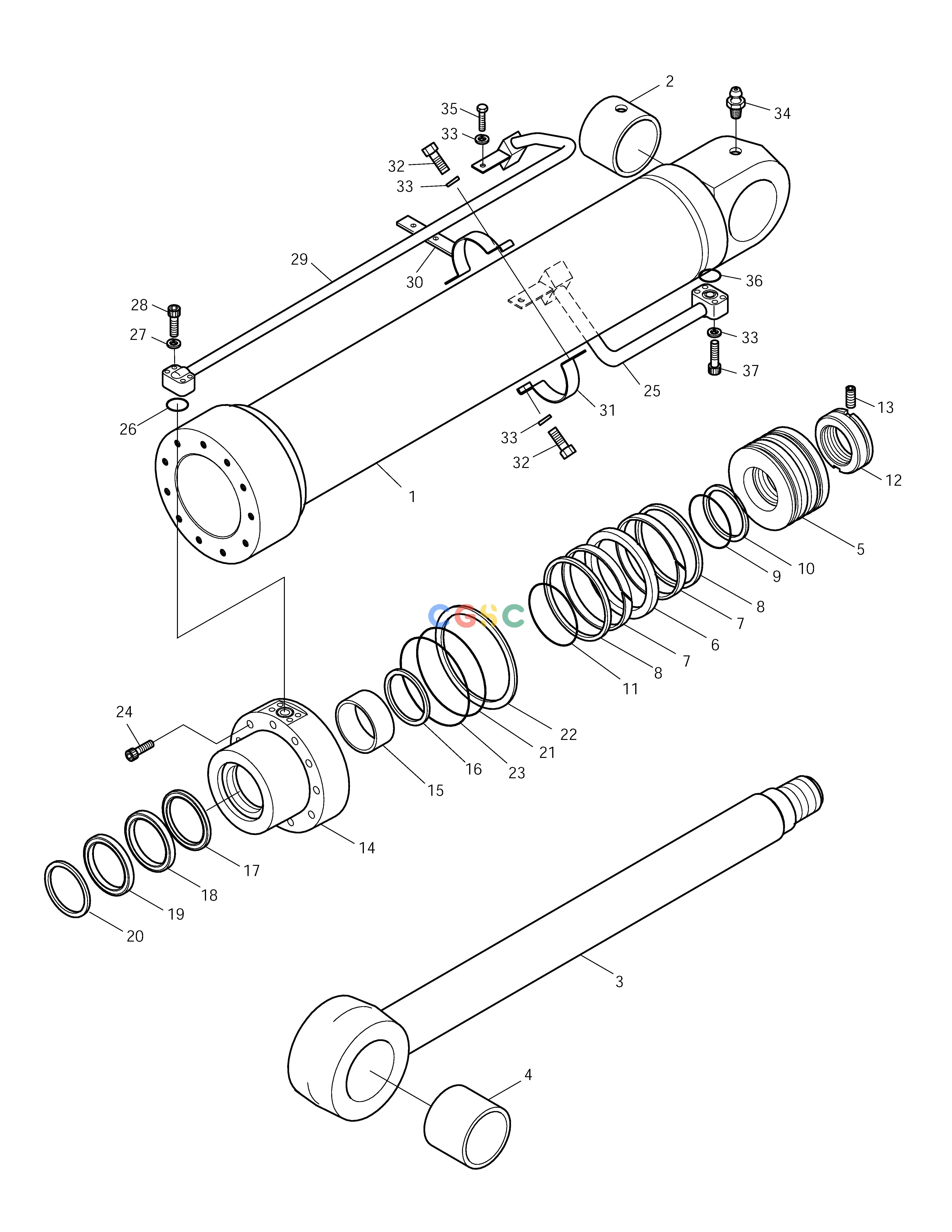 斗山零件查询BOOM CYLINDER(R.H)-DOZER SOLAR 140LC-V Doosan parts catalog online