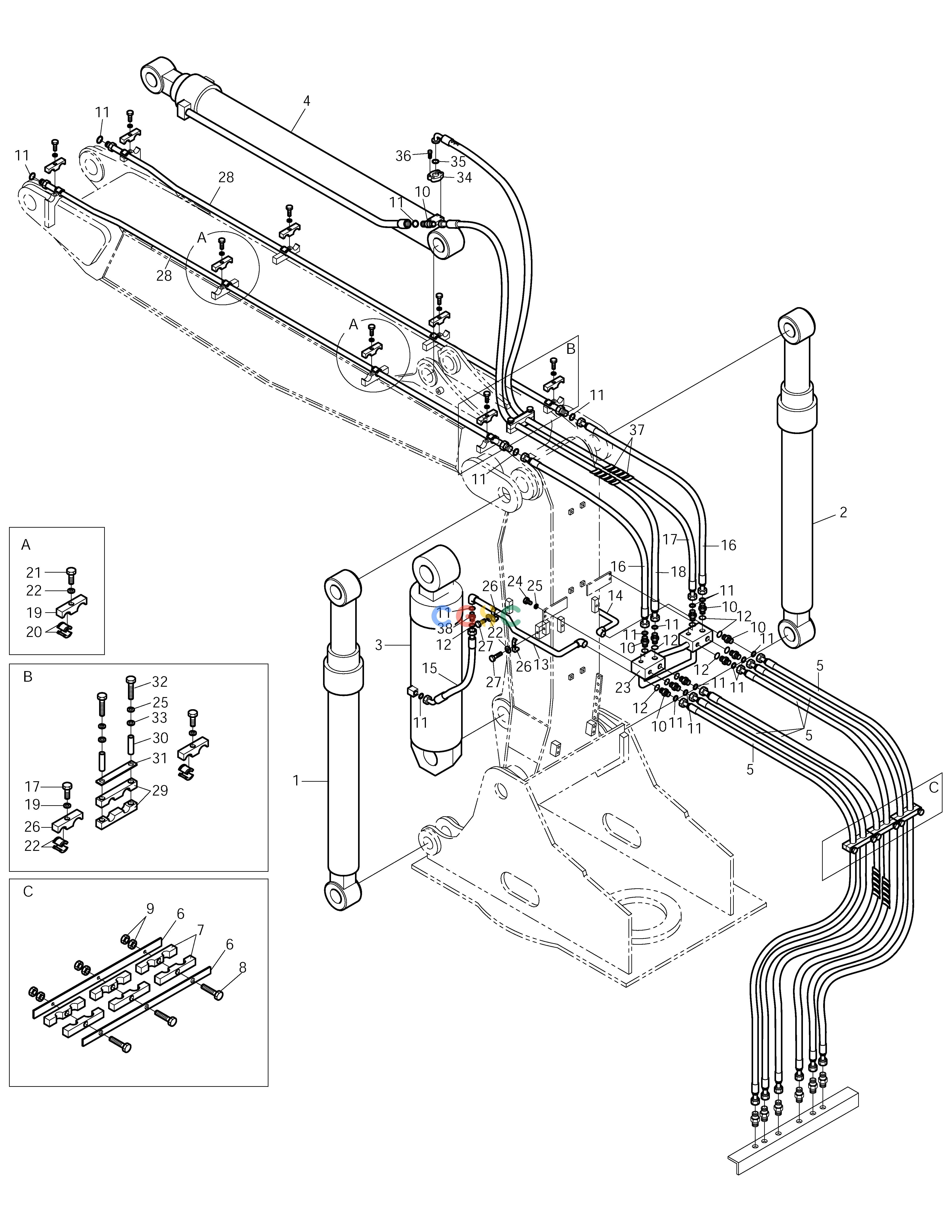 斗山零件查询FRONT PIPING-ARTI.BOOM SOLAR 140LC-V Doosan parts catalog online