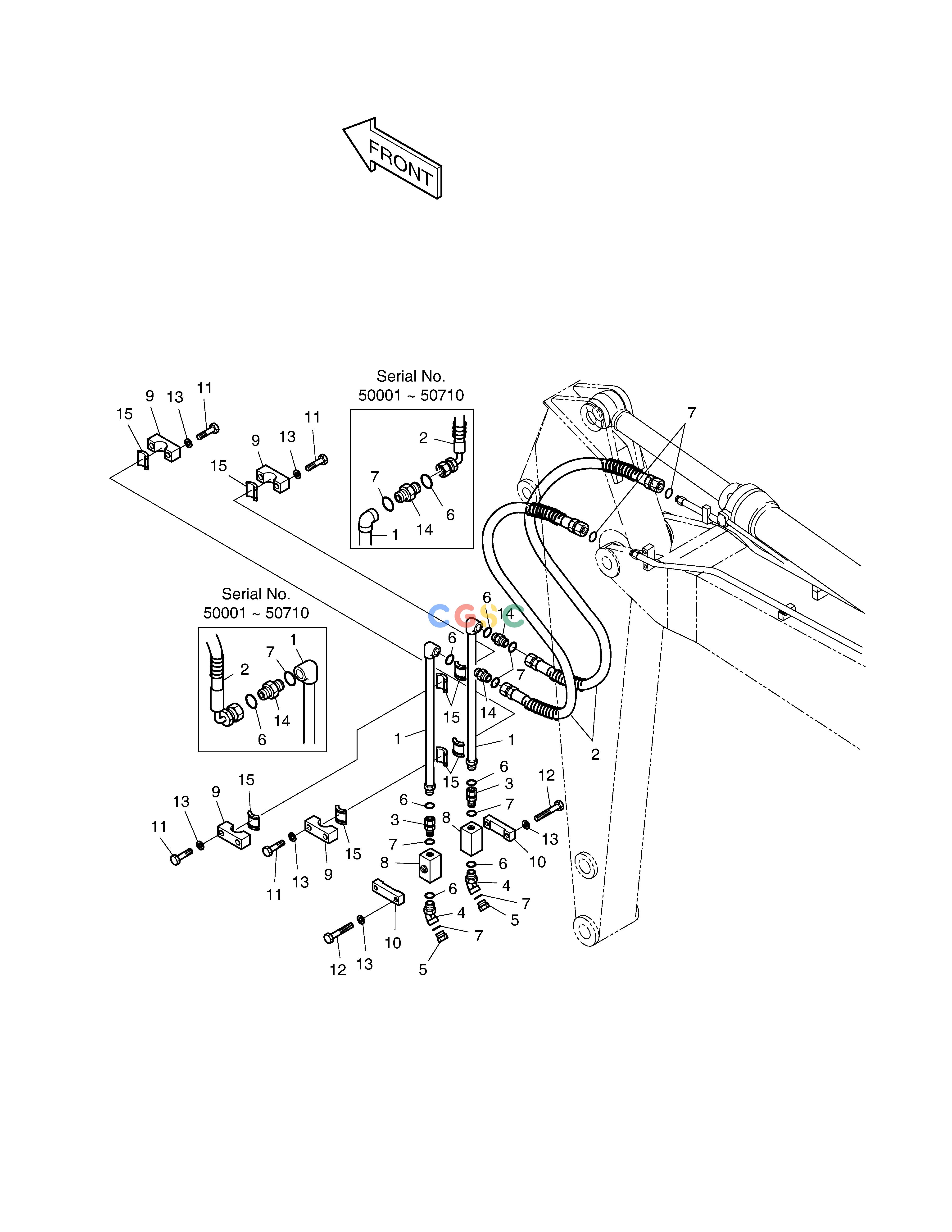 斗山零件查询ARM PIPING-ARM 2.1m(ONE WAY) SOLAR 140LC-V Doosan parts catalog online