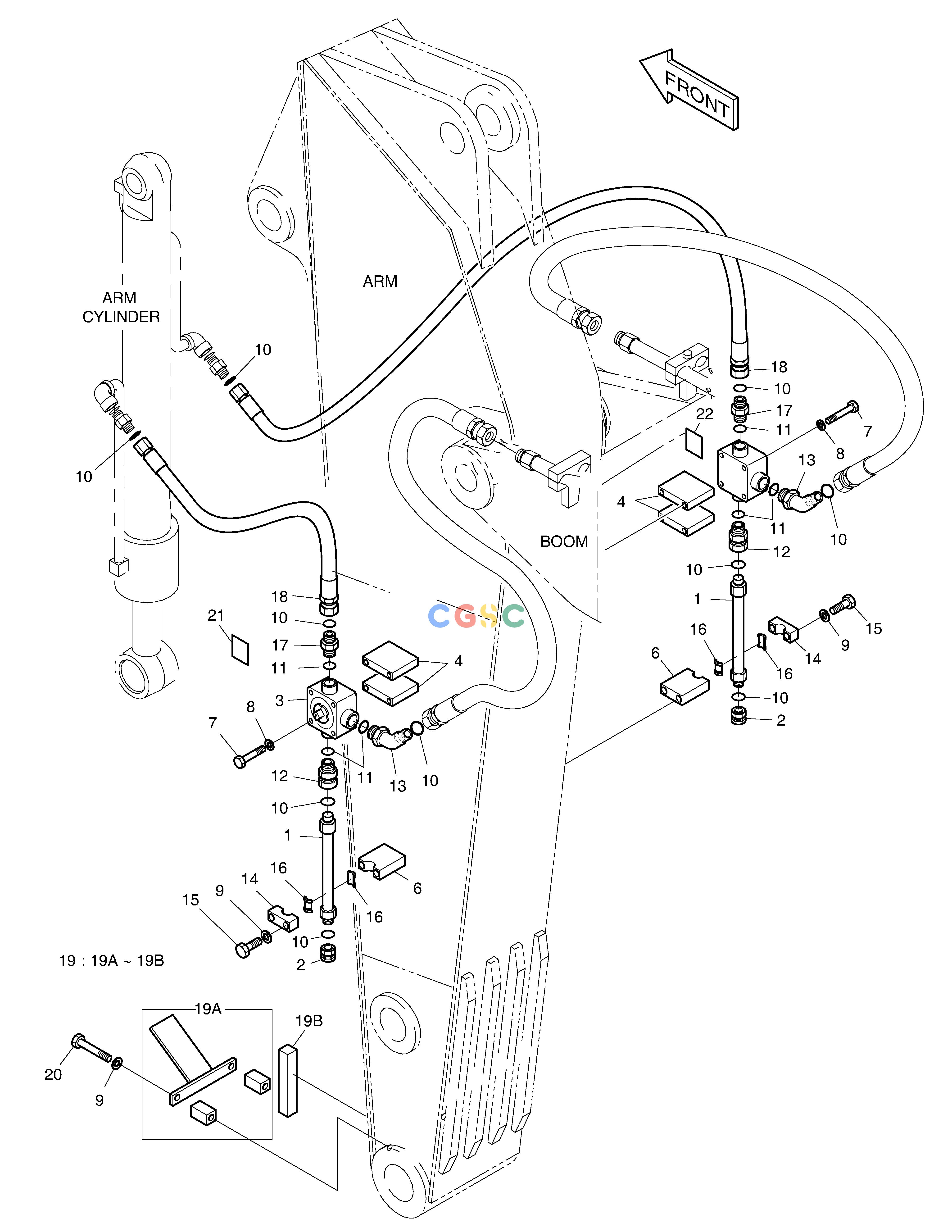 斗山零件查询CLAMSHELL PIPING-ARM 1.9m-FRONT SYSTEM SOLAR 140LC-V Doosan parts catalog online