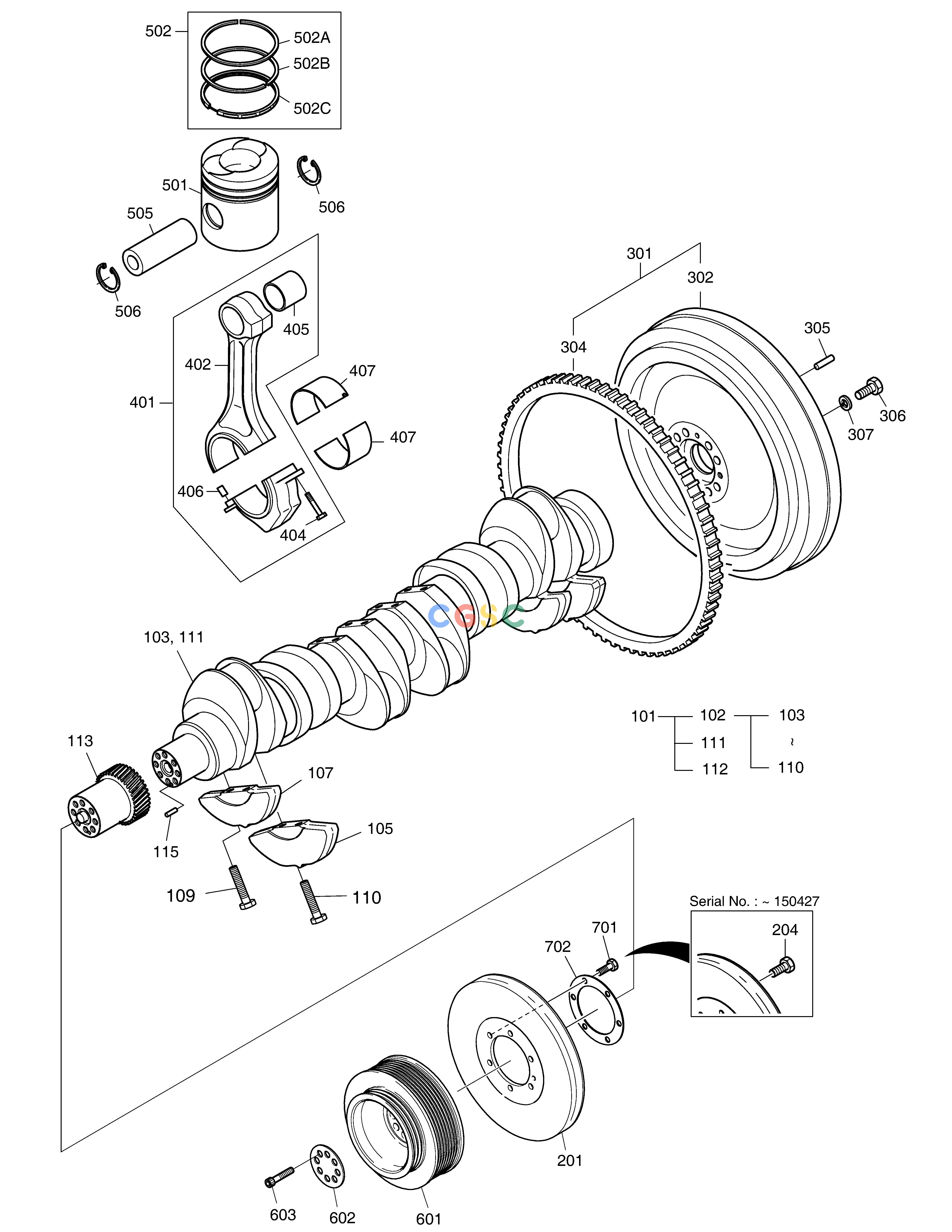 斗山零件查询CRANK SHAFT & PISTON MEGA 400-V (CHINA) Doosan parts catalog online