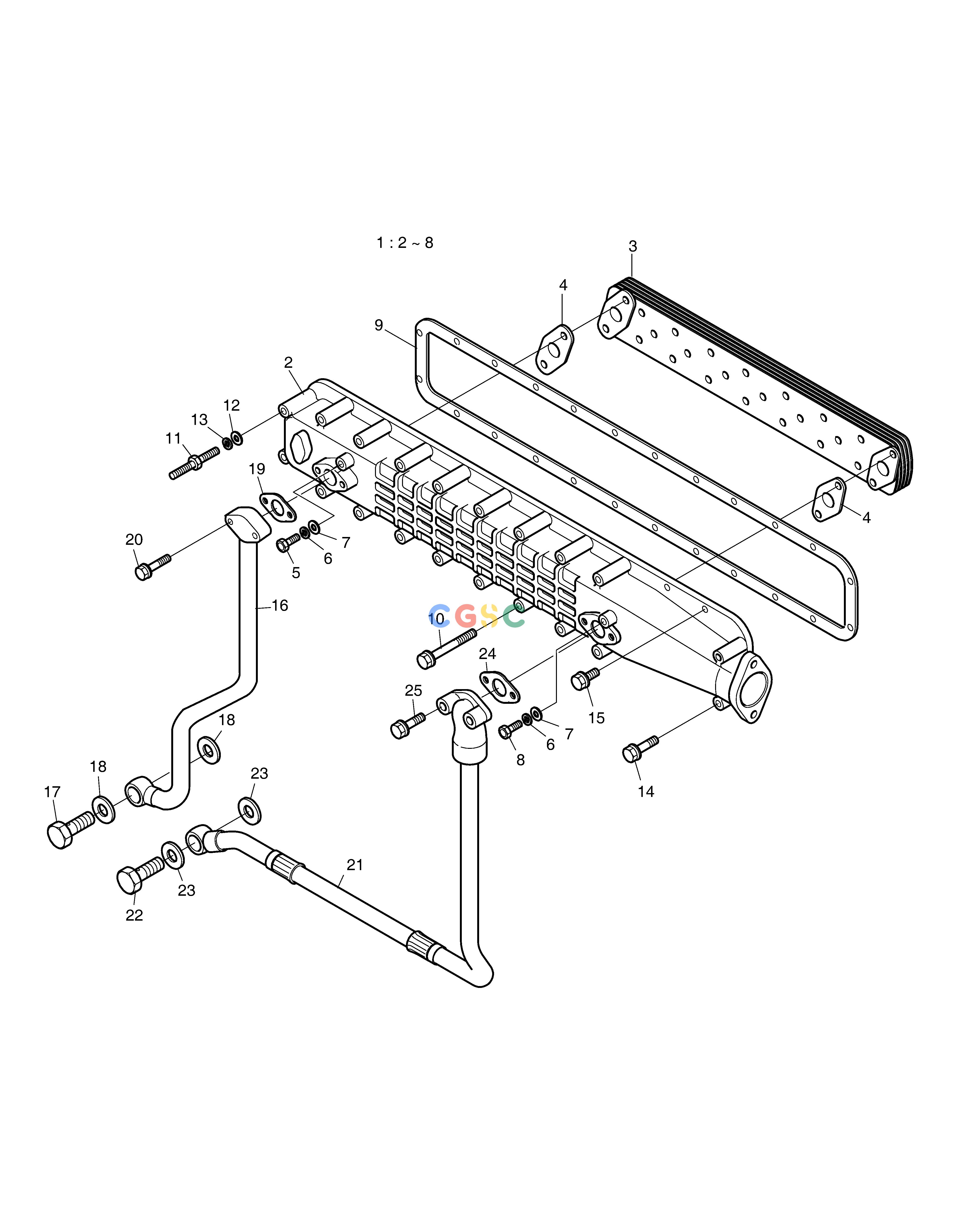 斗山零件查询OIL COOLER MEGA 400-V (CHINA) Doosan parts catalog online