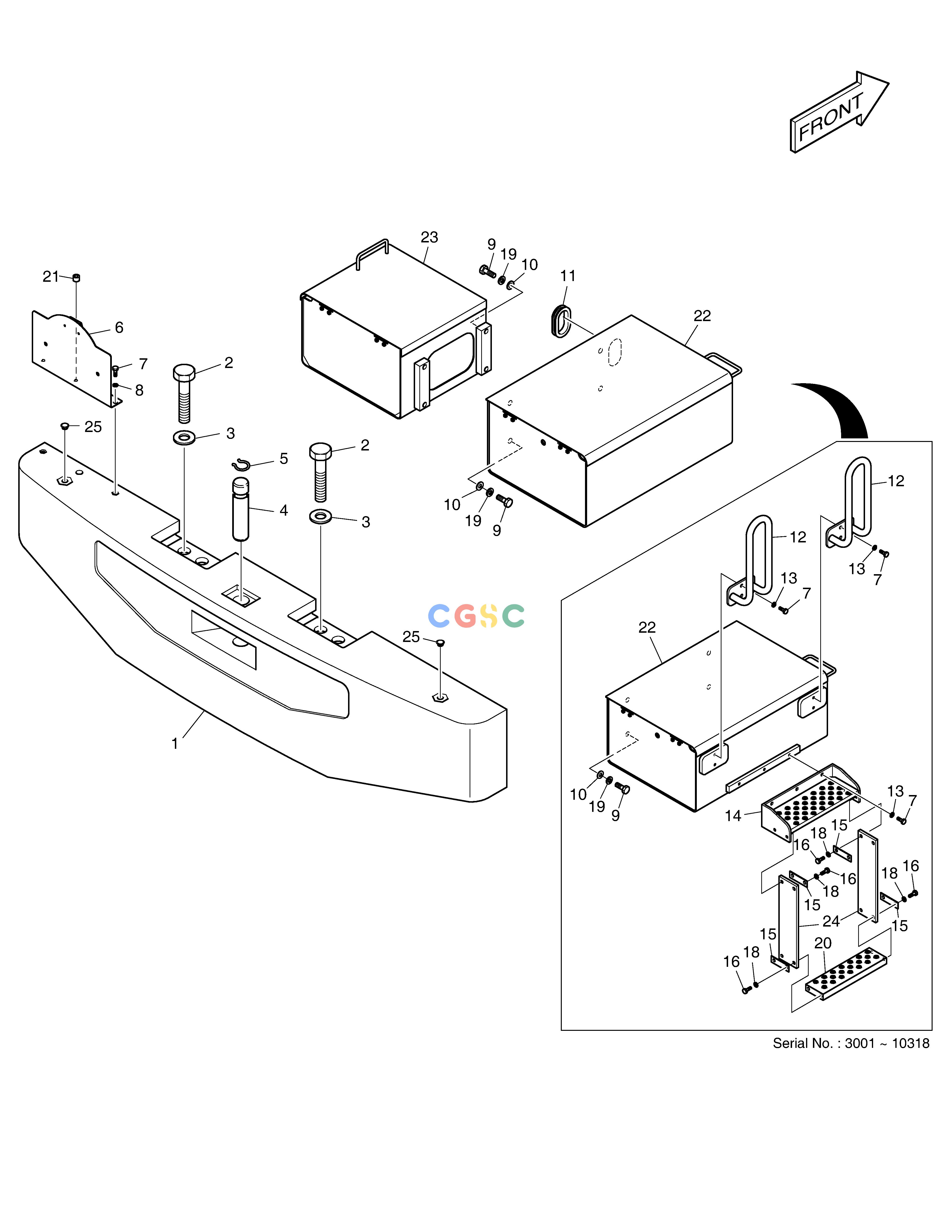 斗山零件查询COUNTER WEIGHT & BATTERY BOX MEGA 400-V (CHINA) Doosan parts catalog online