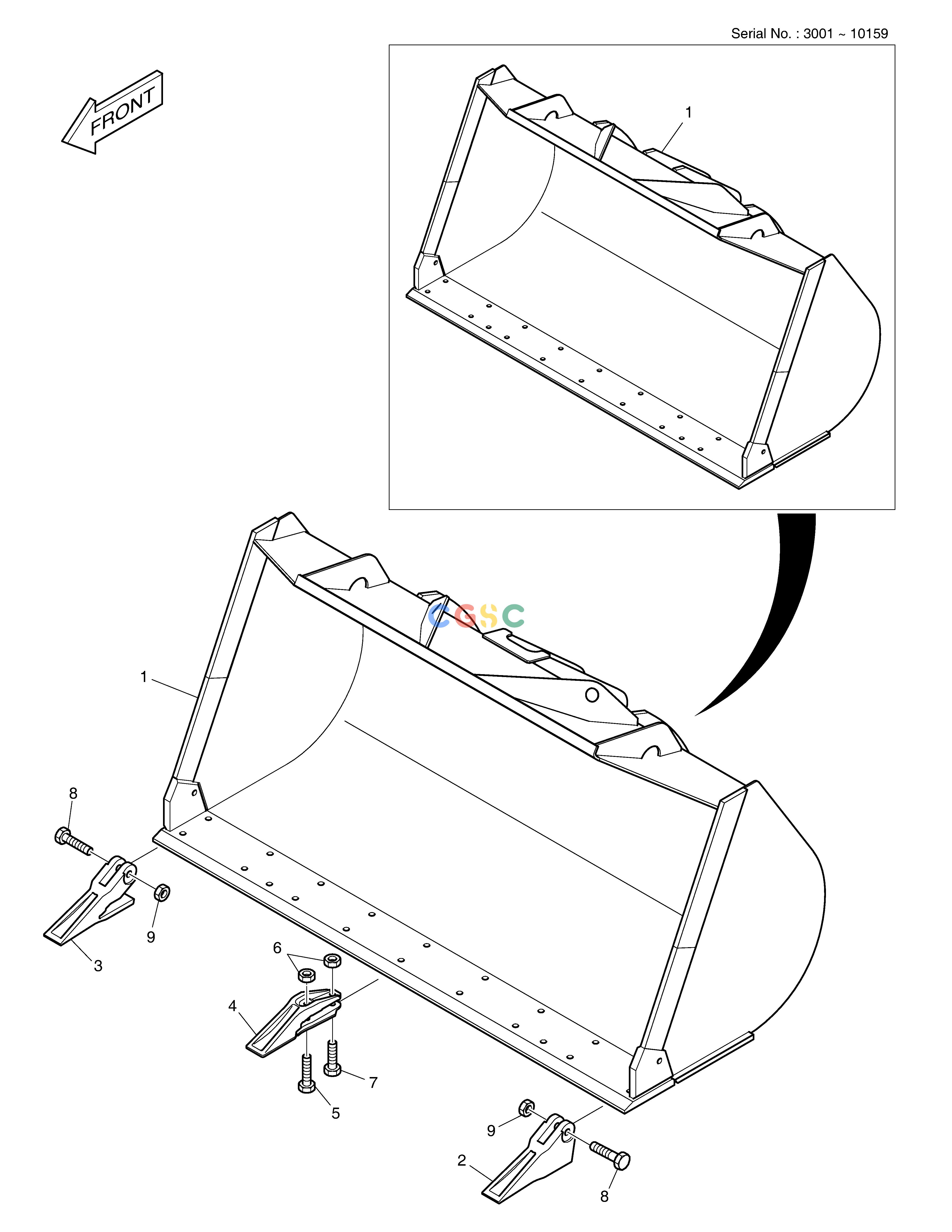 斗山零件查询BUCKET - 3.9㎥ - TOOTH MEGA 400-V (CHINA) Doosan parts catalog online