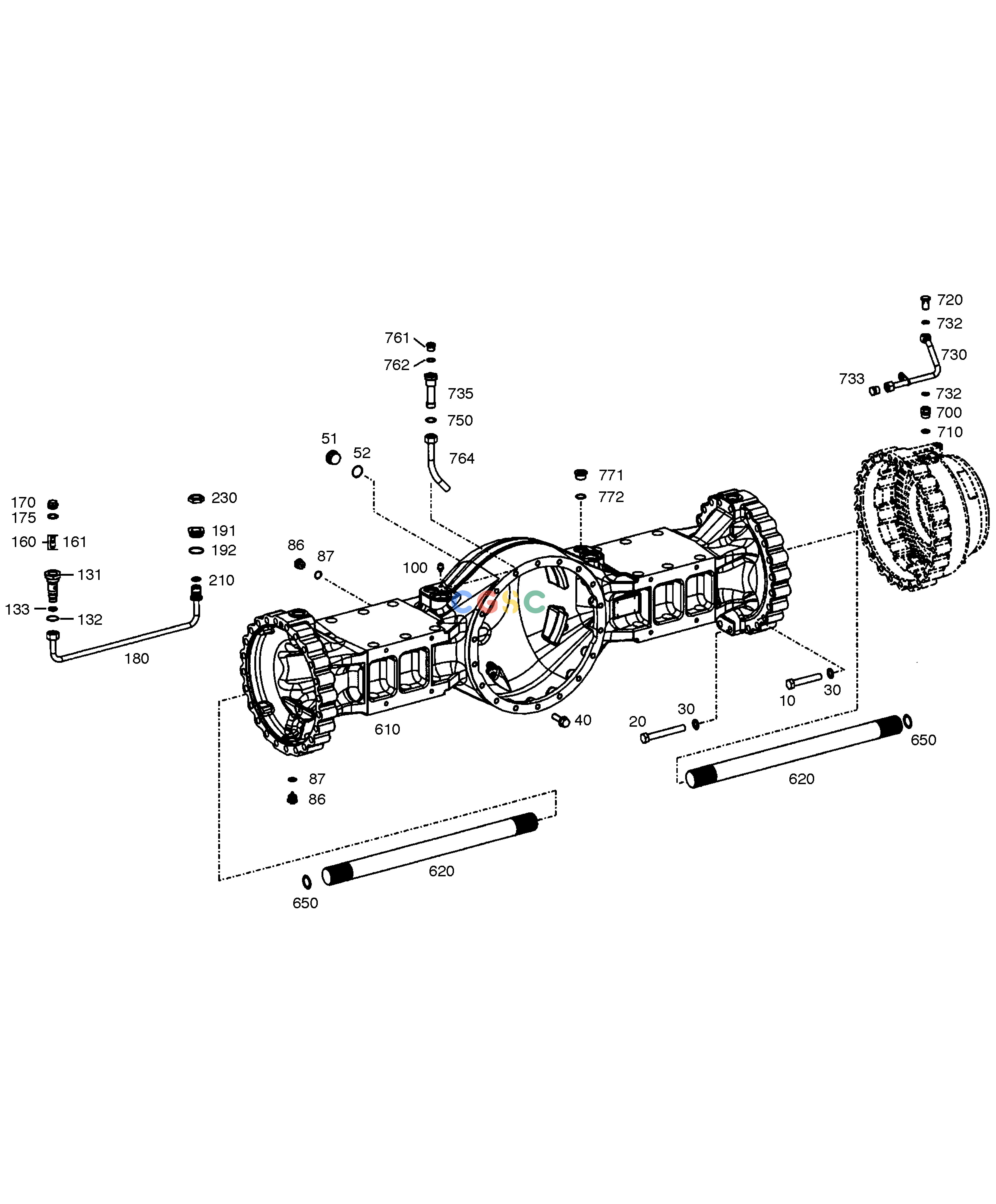 斗山零件查询AXLE CASING - FRONT AXLE MEGA 400-V (CHINA) Doosan parts catalog online