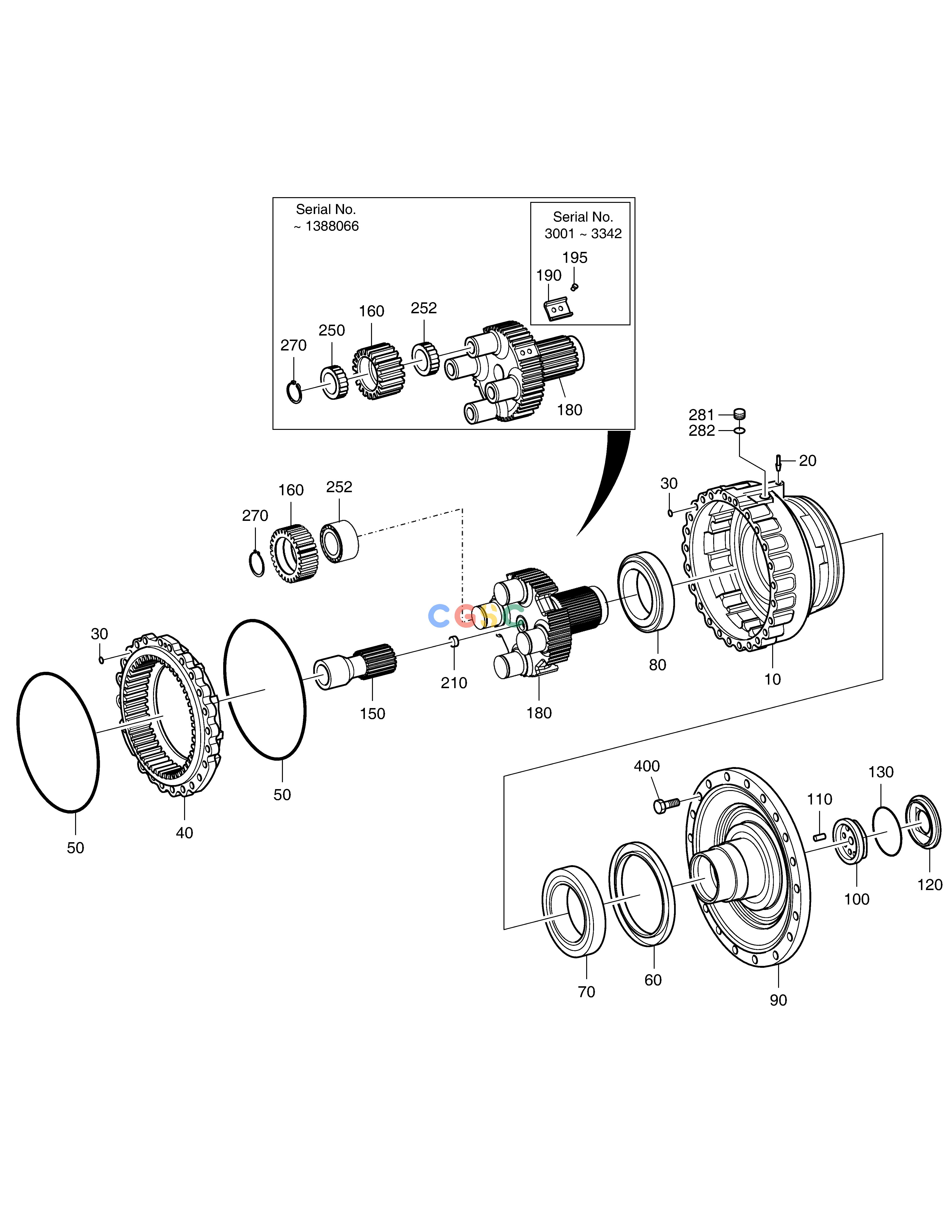 斗山零件查询OUTPUT - REAR AXLE MEGA 400-V (CHINA) Doosan parts catalog online