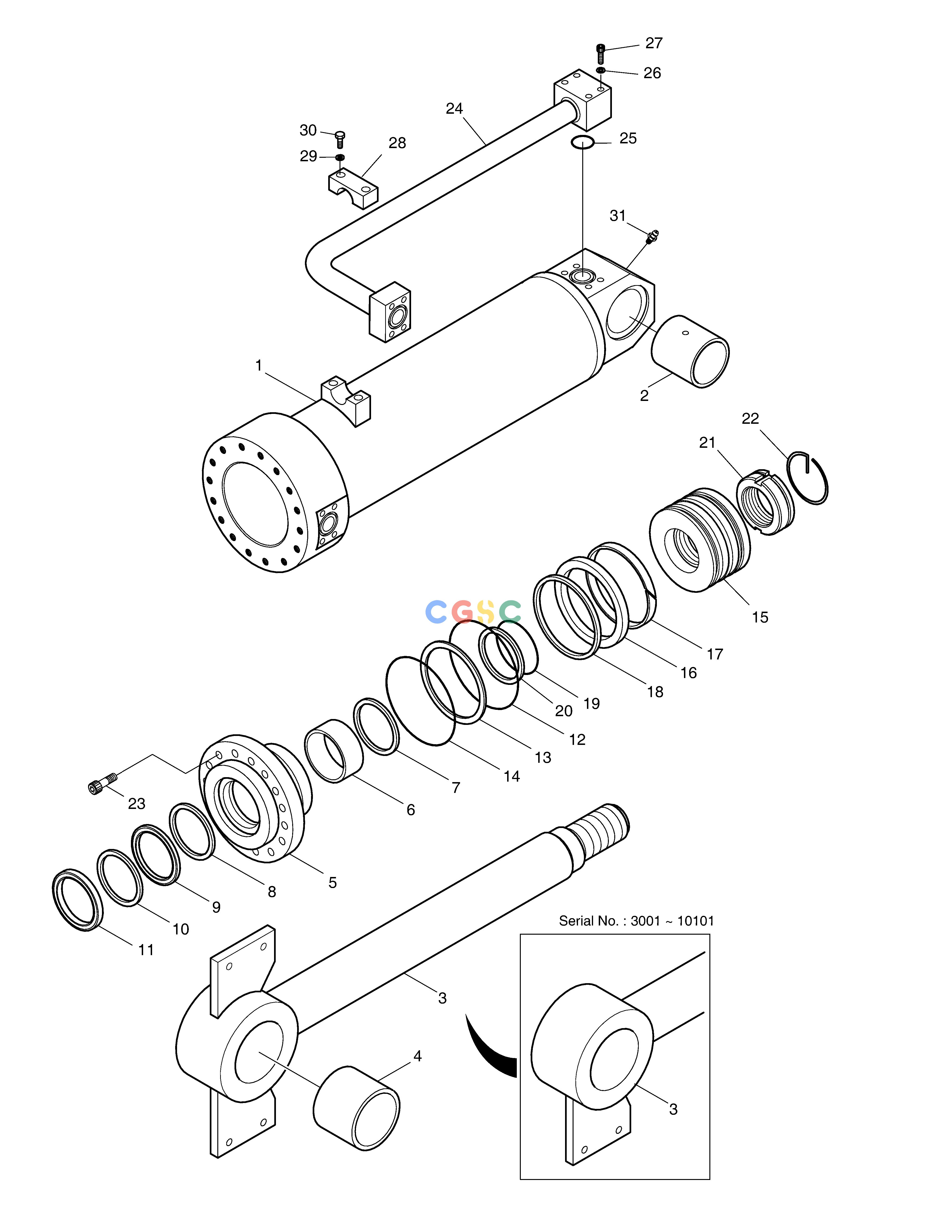 斗山零件查询BUCKET CYLINDER MEGA 400-V (CHINA) Doosan parts catalog online