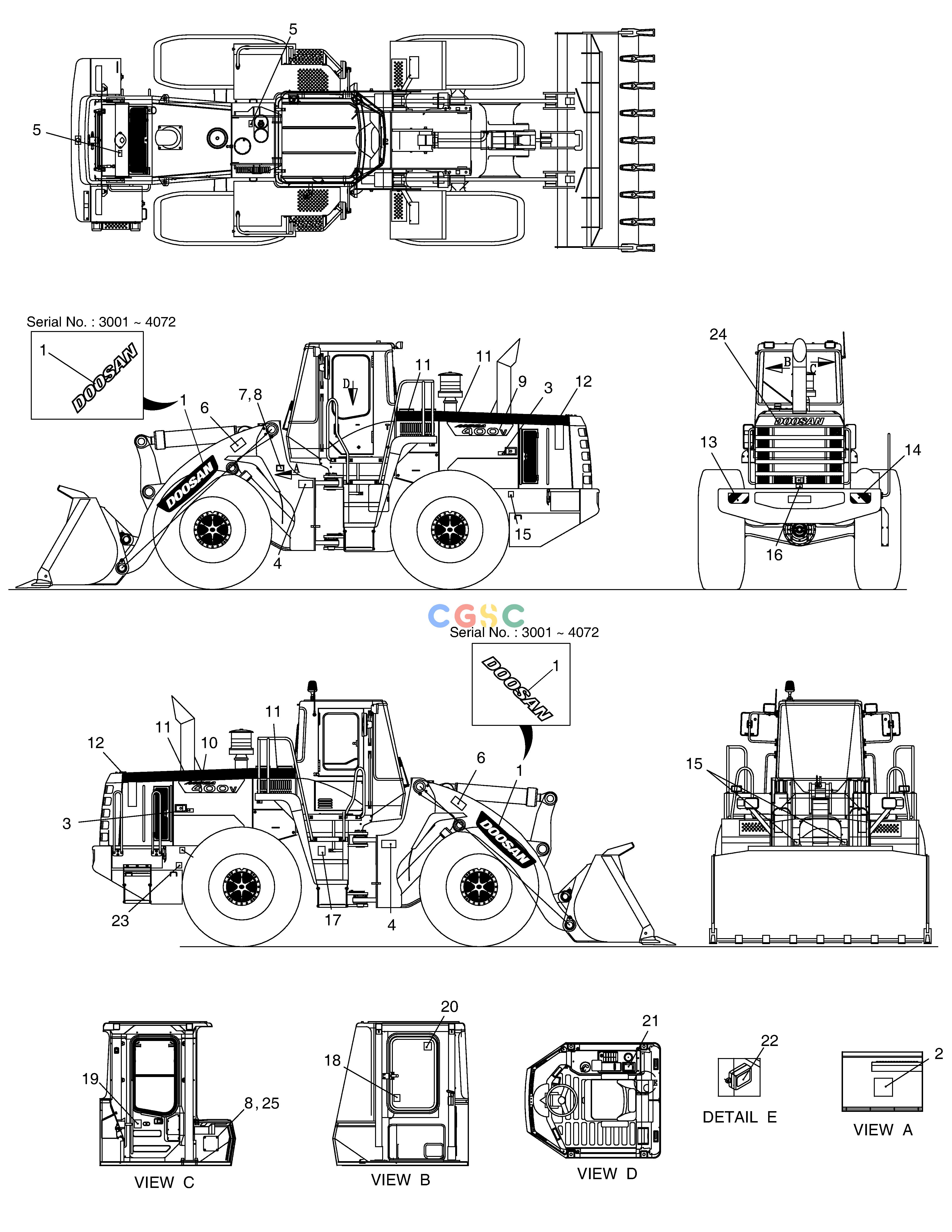 斗山零件查询DECAL - ROPS & FOPS MEGA 400-V (CHINA) Doosan parts catalog online