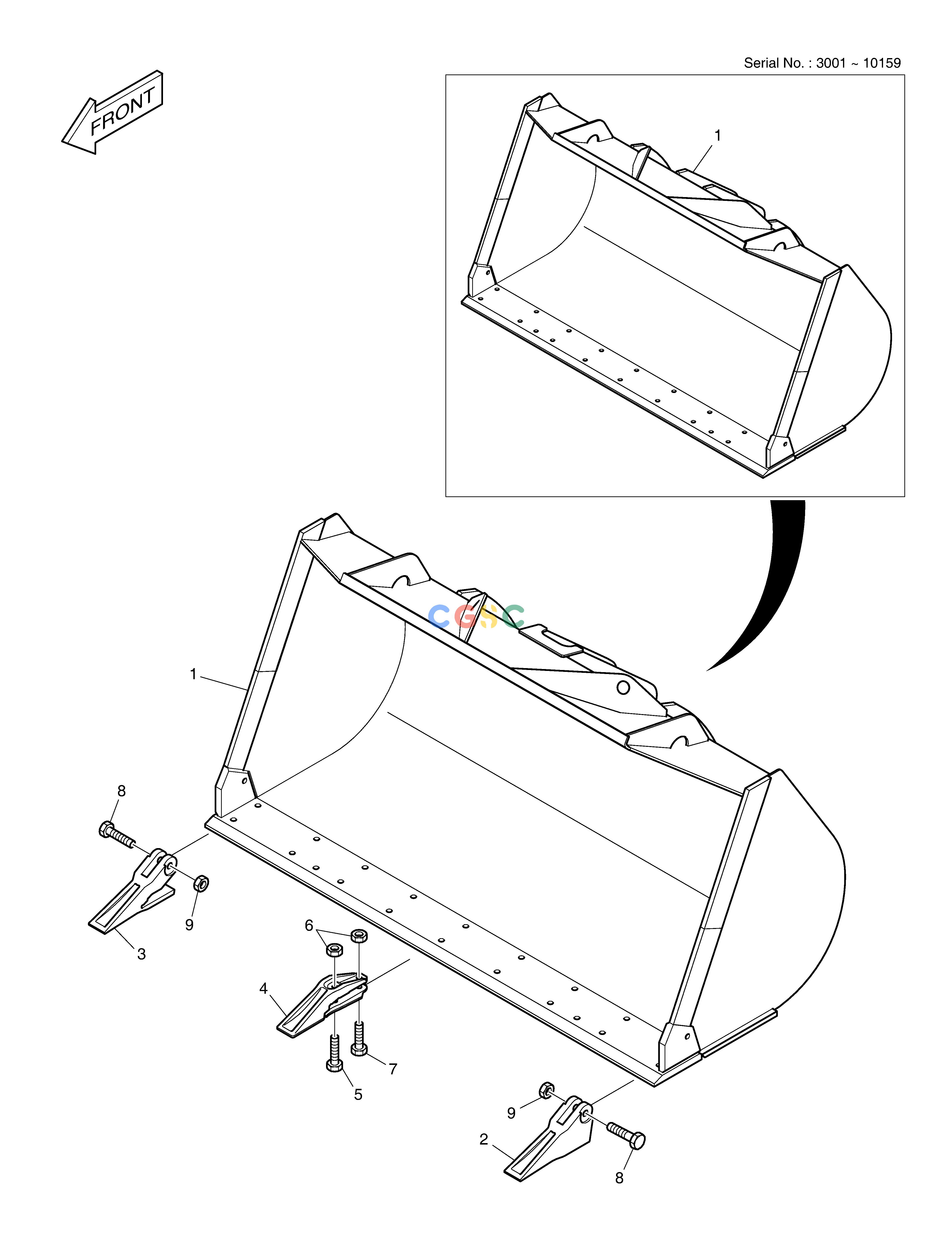 斗山零件查询BUCKET - 3.7㎥ - TOOTH MEGA 400-V (CHINA) Doosan parts catalog online