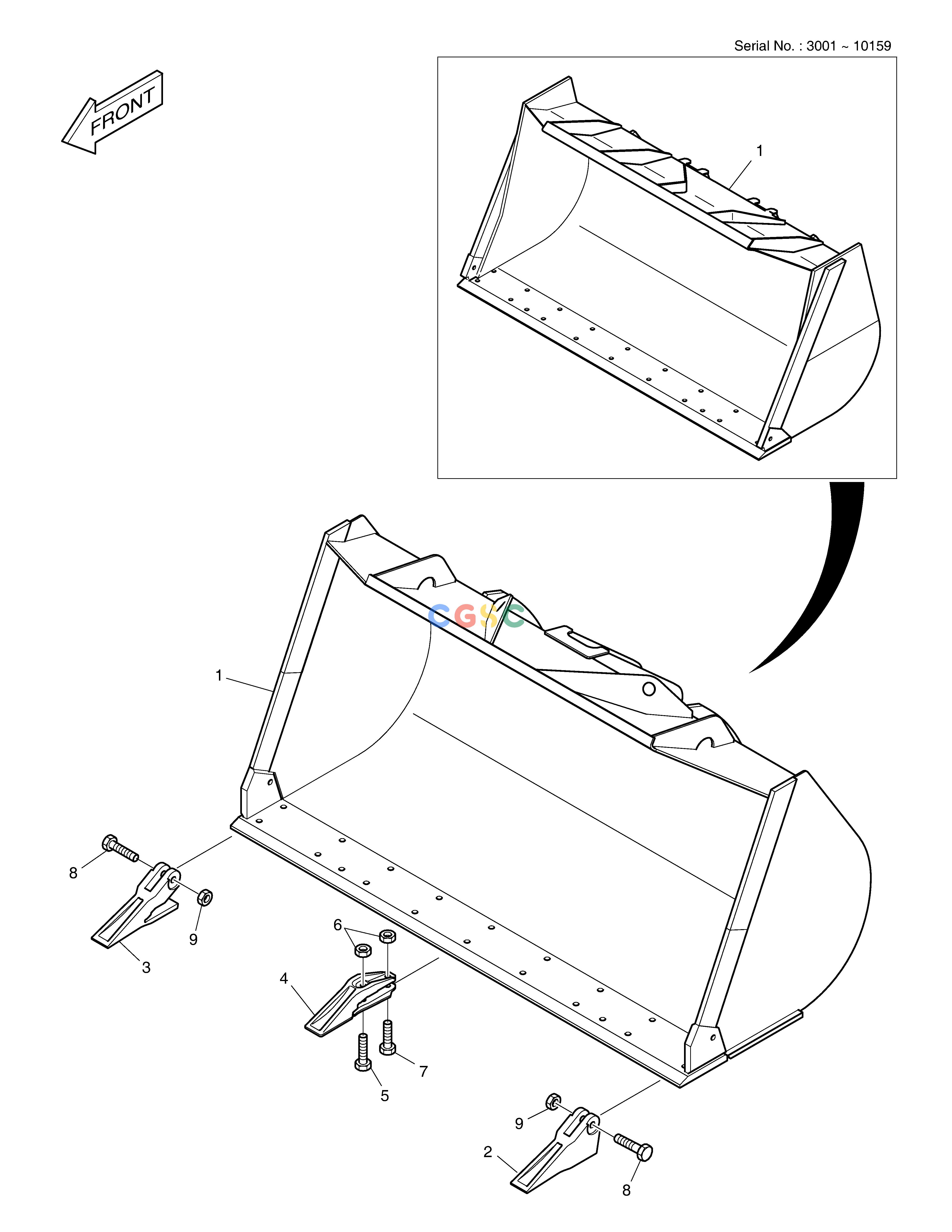 斗山零件查询BUCKET - 4.5㎥ - TOOTH MEGA 400-V (CHINA) Doosan parts catalog online