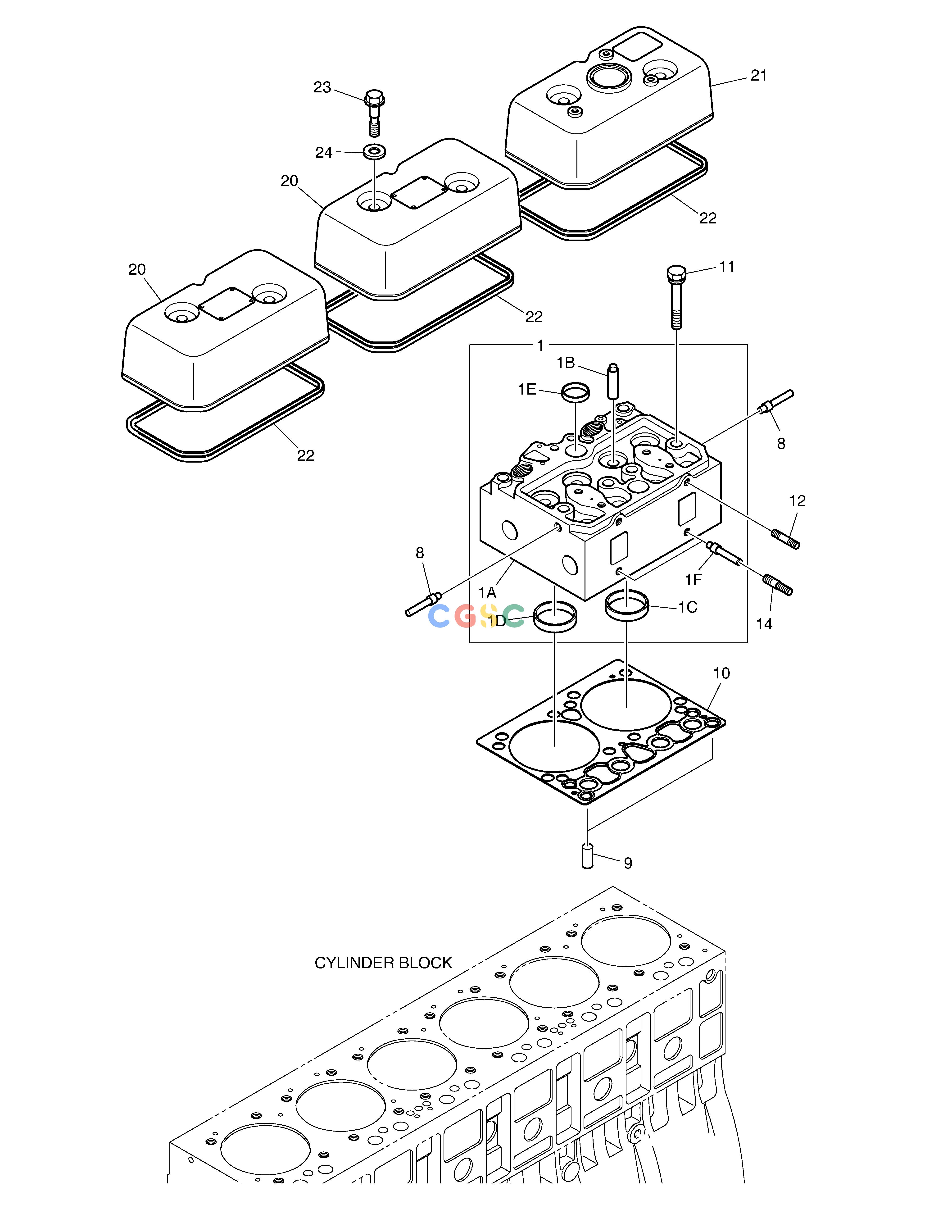 斗山零件查询CYLINDER HEAD & COVER DL250A Doosan parts catalog online