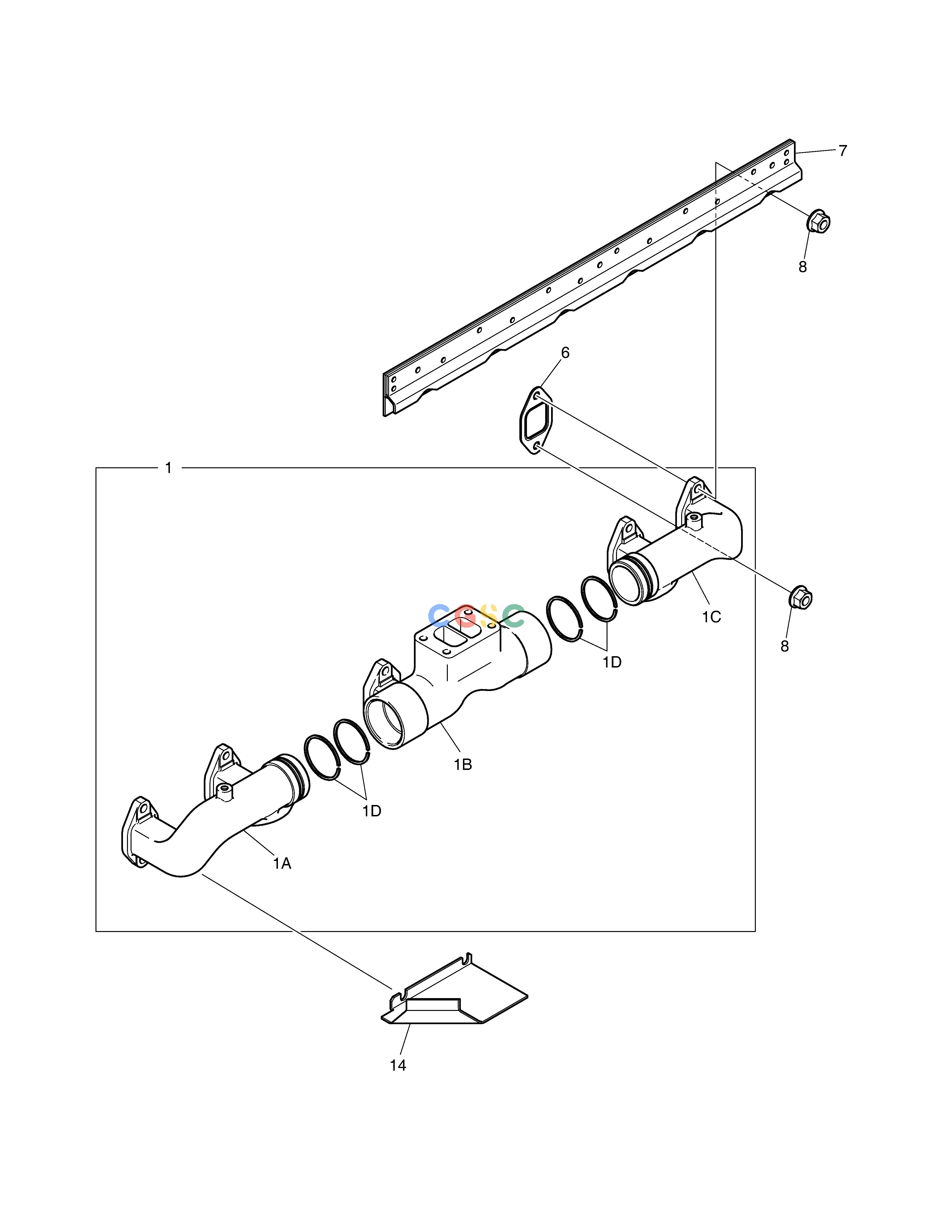 斗山零件查询EXHAUST MANIFOLD DL250A Doosan parts catalog online