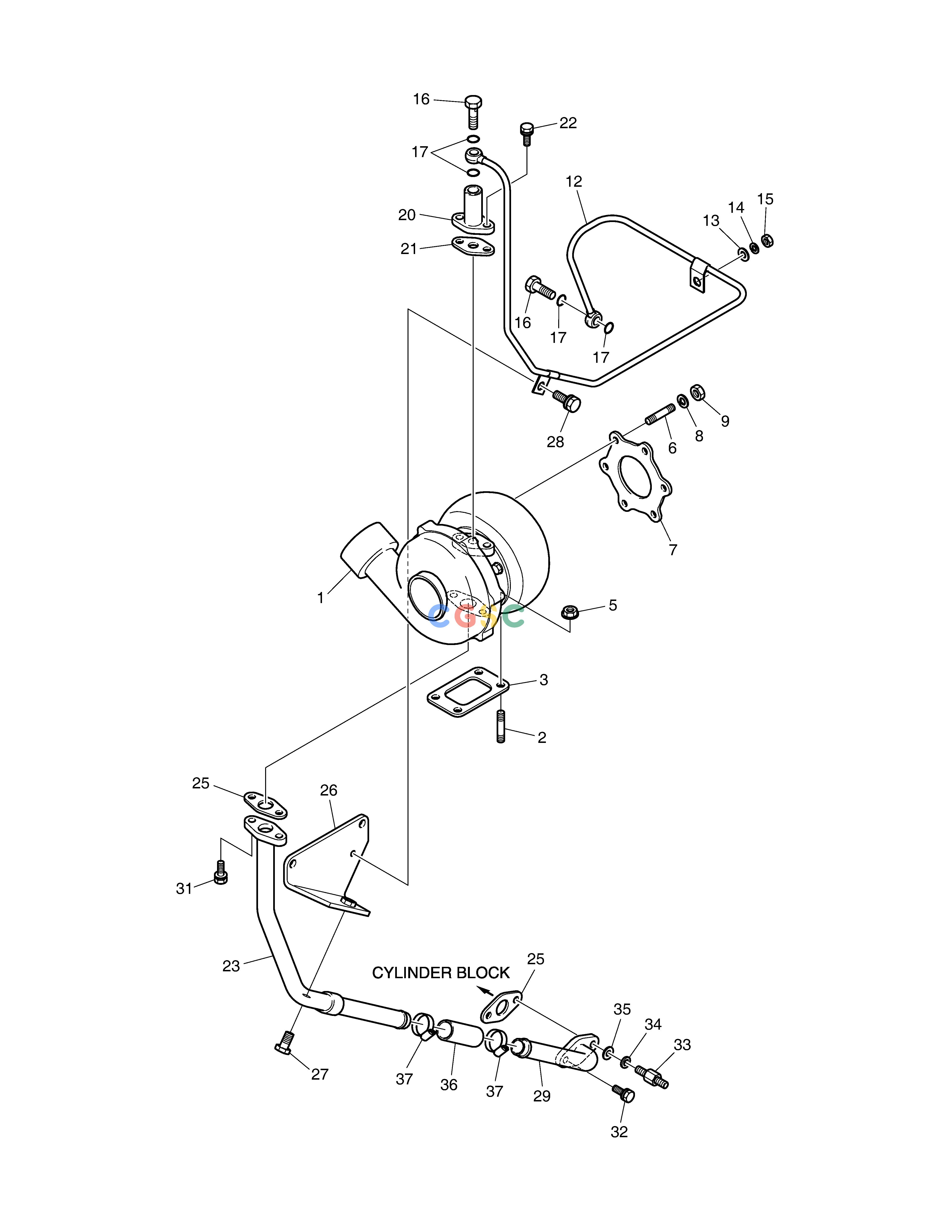 斗山零件查询TURBO CHARGER & OIL PIPE DL250A Doosan parts catalog online