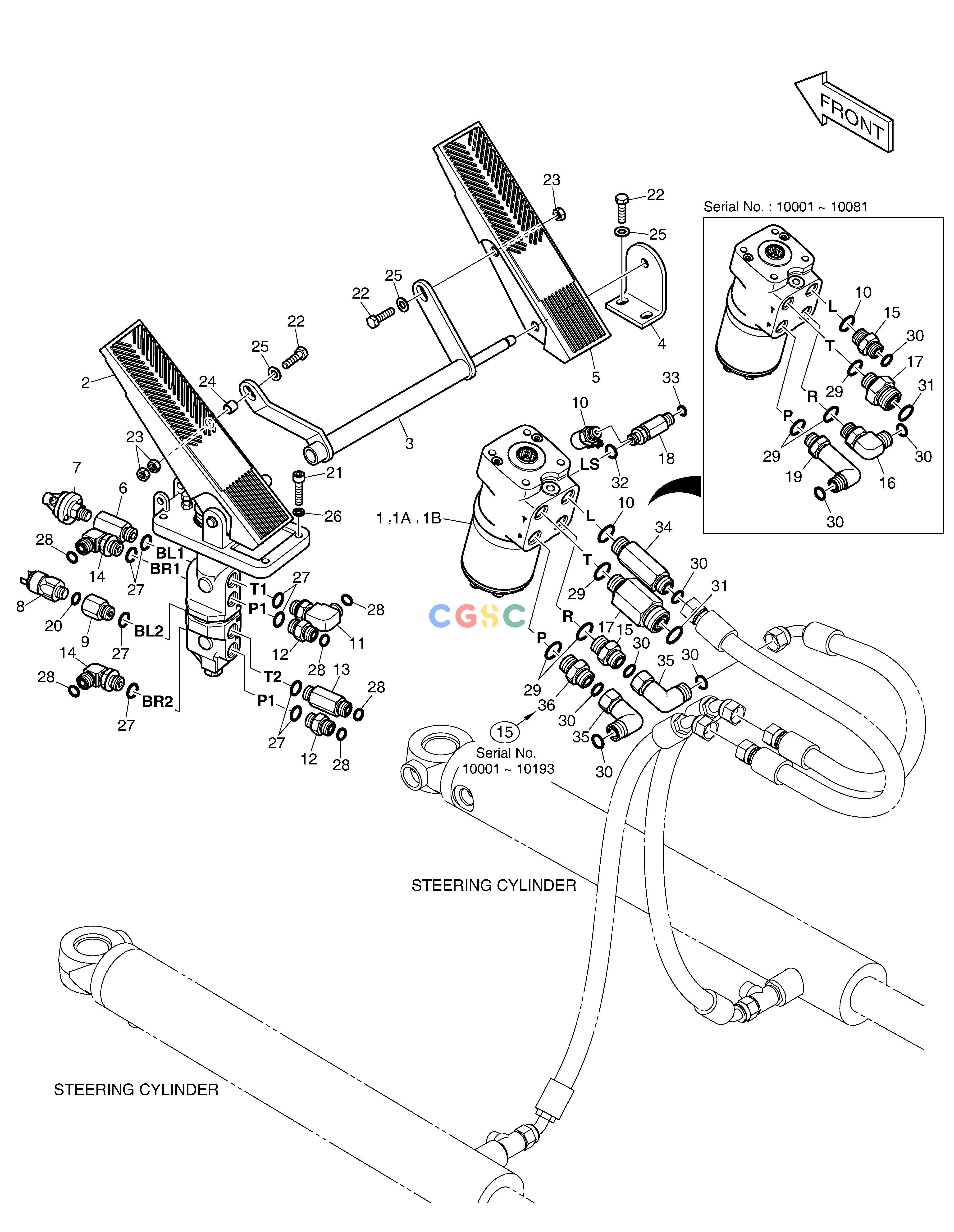 斗山零件查询BRAKE PEDAL VALVE & STEER UNIT DL250A Doosan parts catalog online