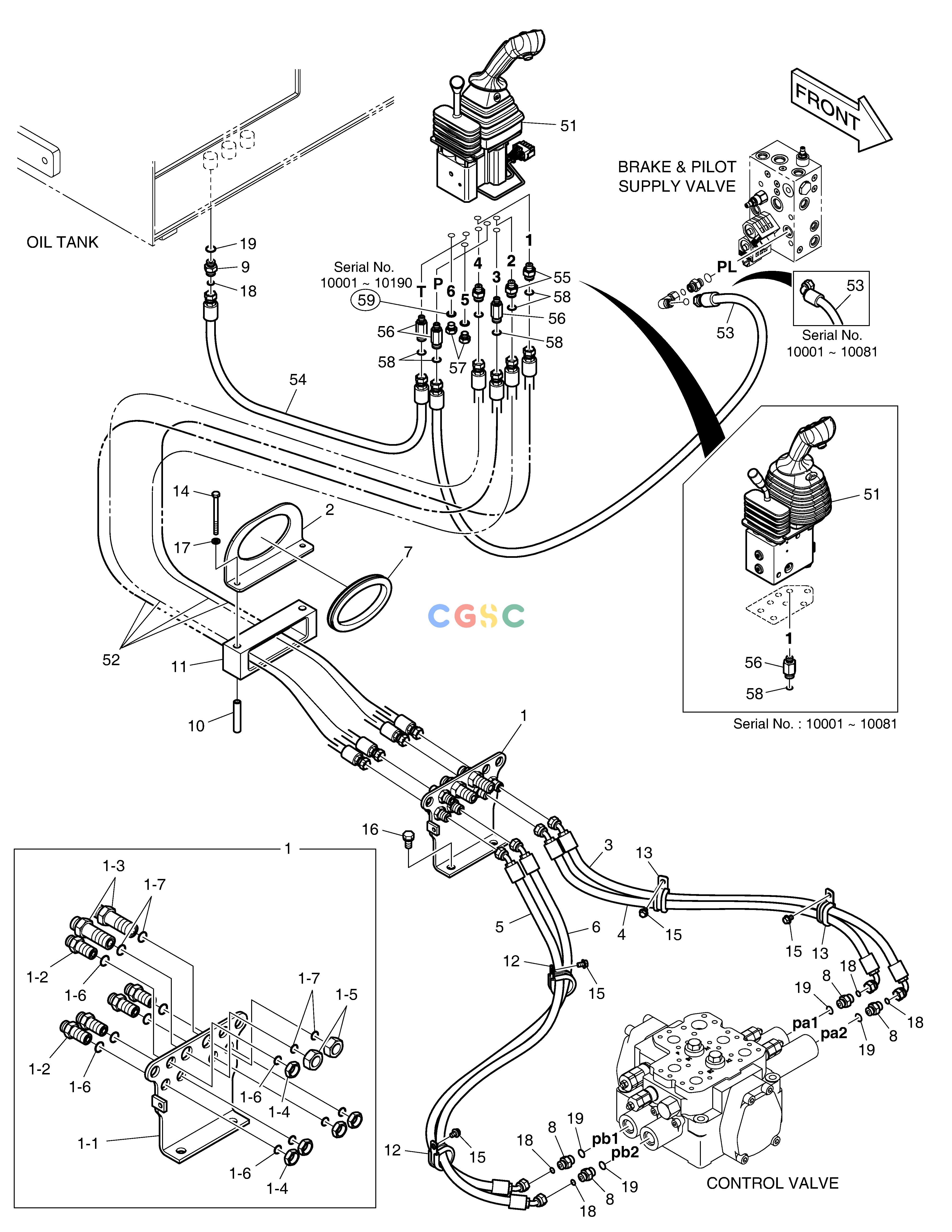 斗山零件查询PILOT PIPING - 2 SPOOL DL250A Doosan parts catalog online
