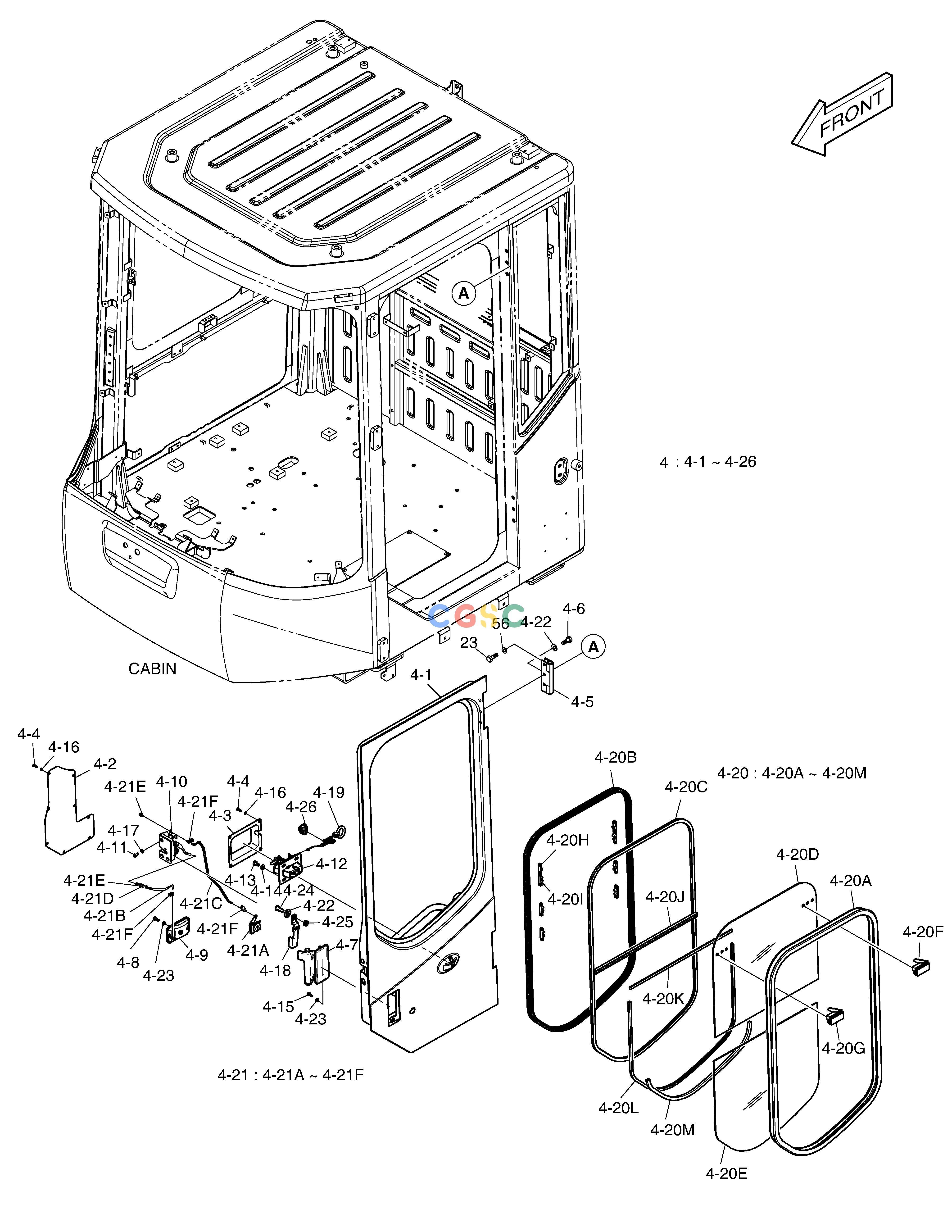 斗山零件查询CABIN(3) - DOOR ASS'Y(L.H) DL250A Doosan parts catalog online