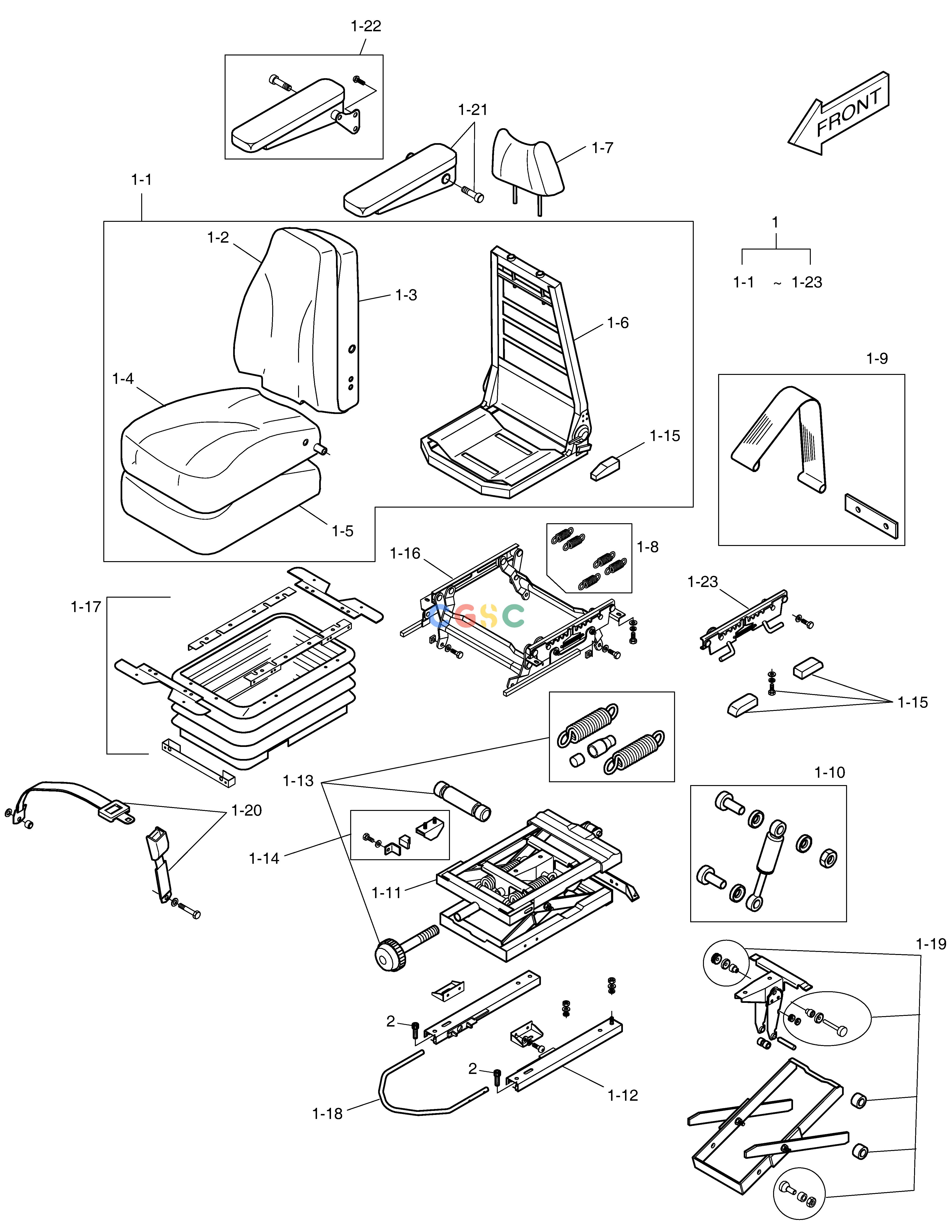 斗山零件查询SEAT ASS'Y- MECHANICAL SUSPENSE DL250A Doosan parts catalog online