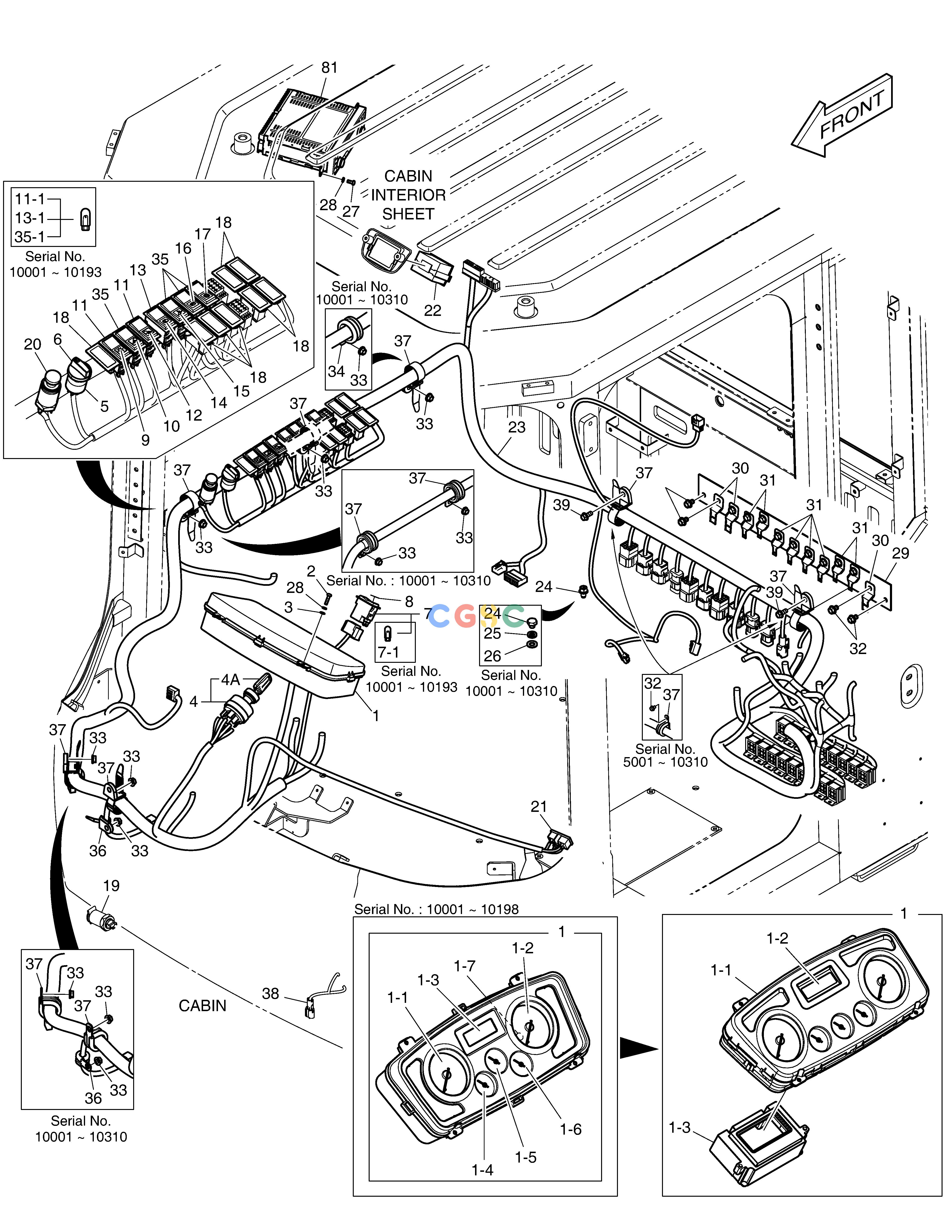 斗山零件查询ELECTRIC PARTS - CABIN DL250A Doosan parts catalog online