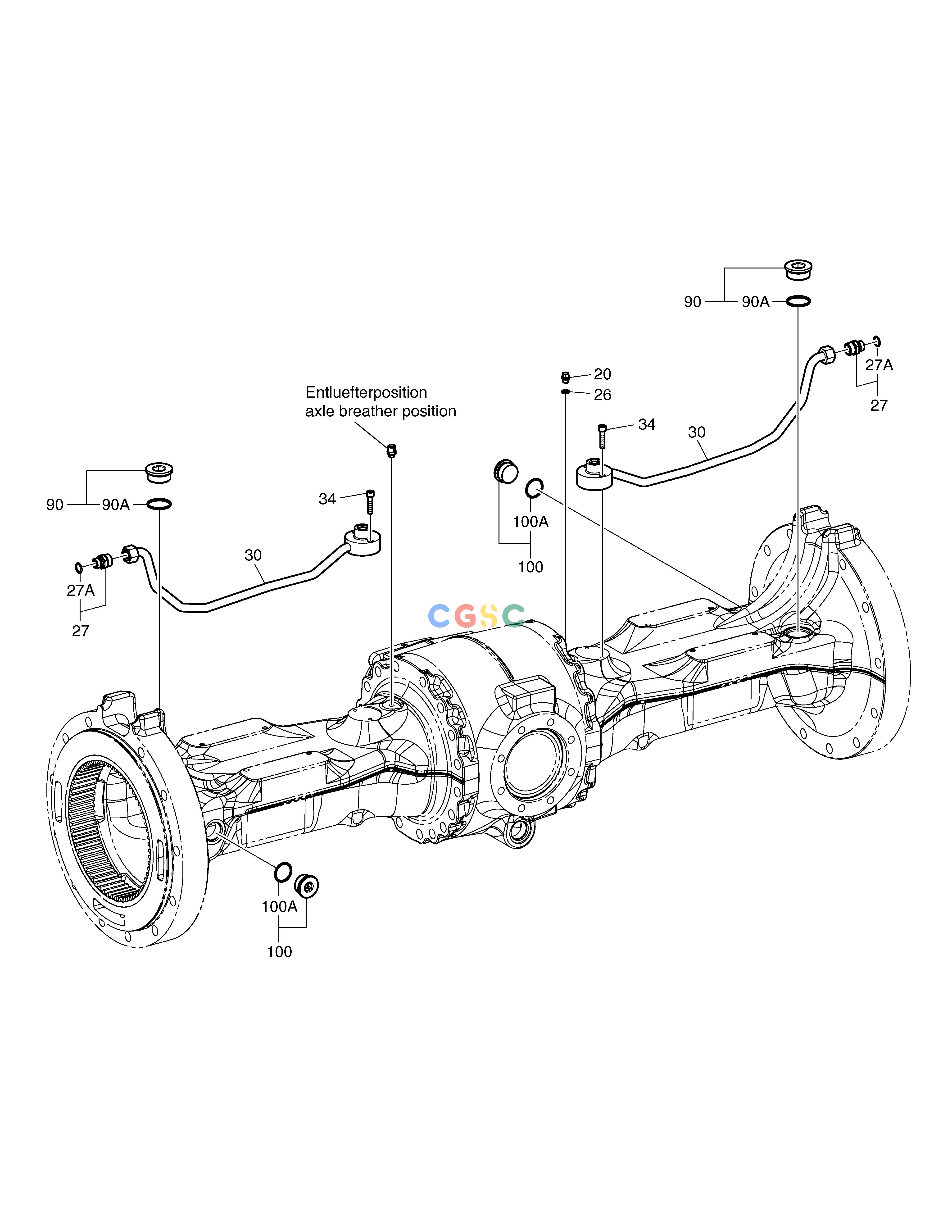 斗山零件查询AXLE PIPING - REAR AXLE DL250A Doosan parts catalog online