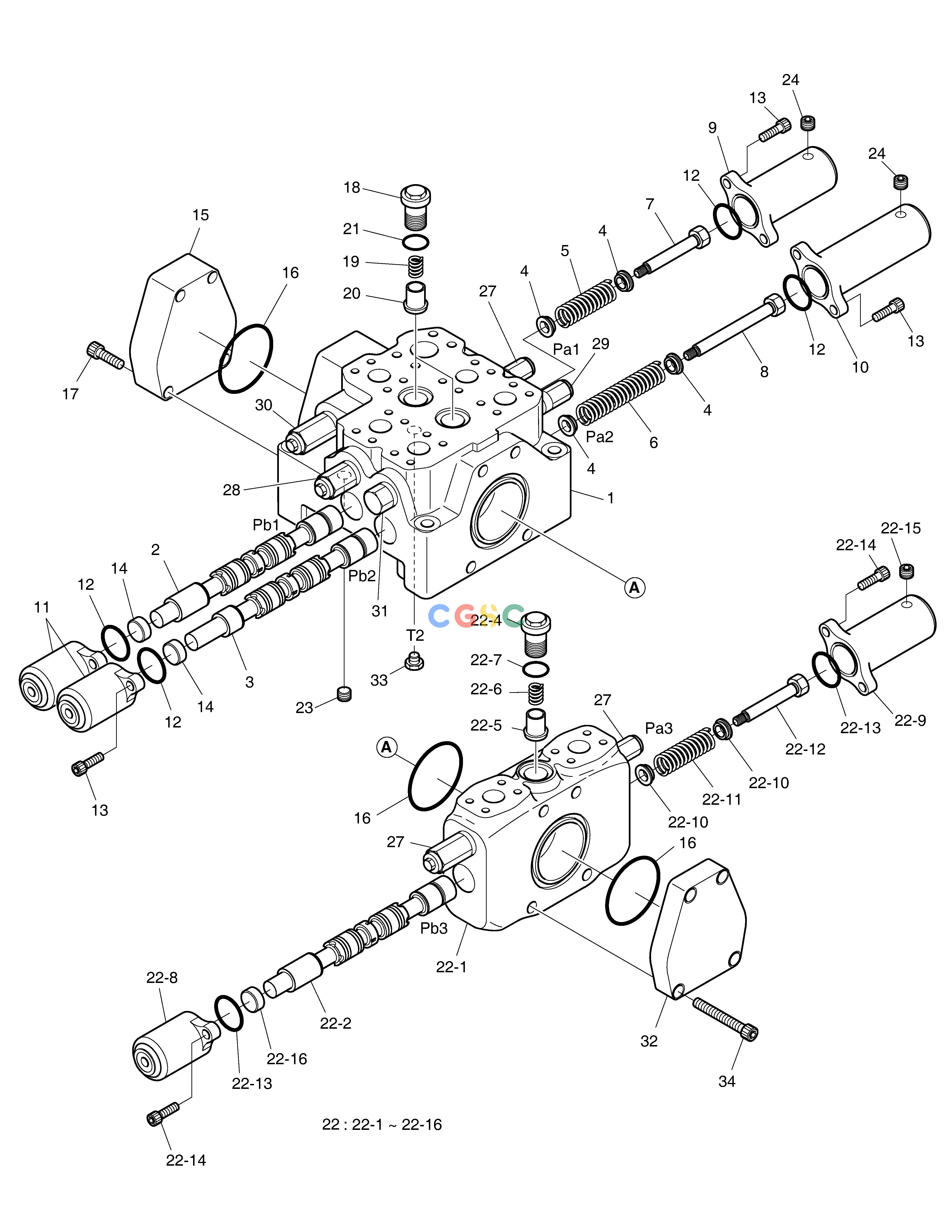斗山零件查询CONTROL VALVE - 3 SPOOL DL250A Doosan parts catalog online