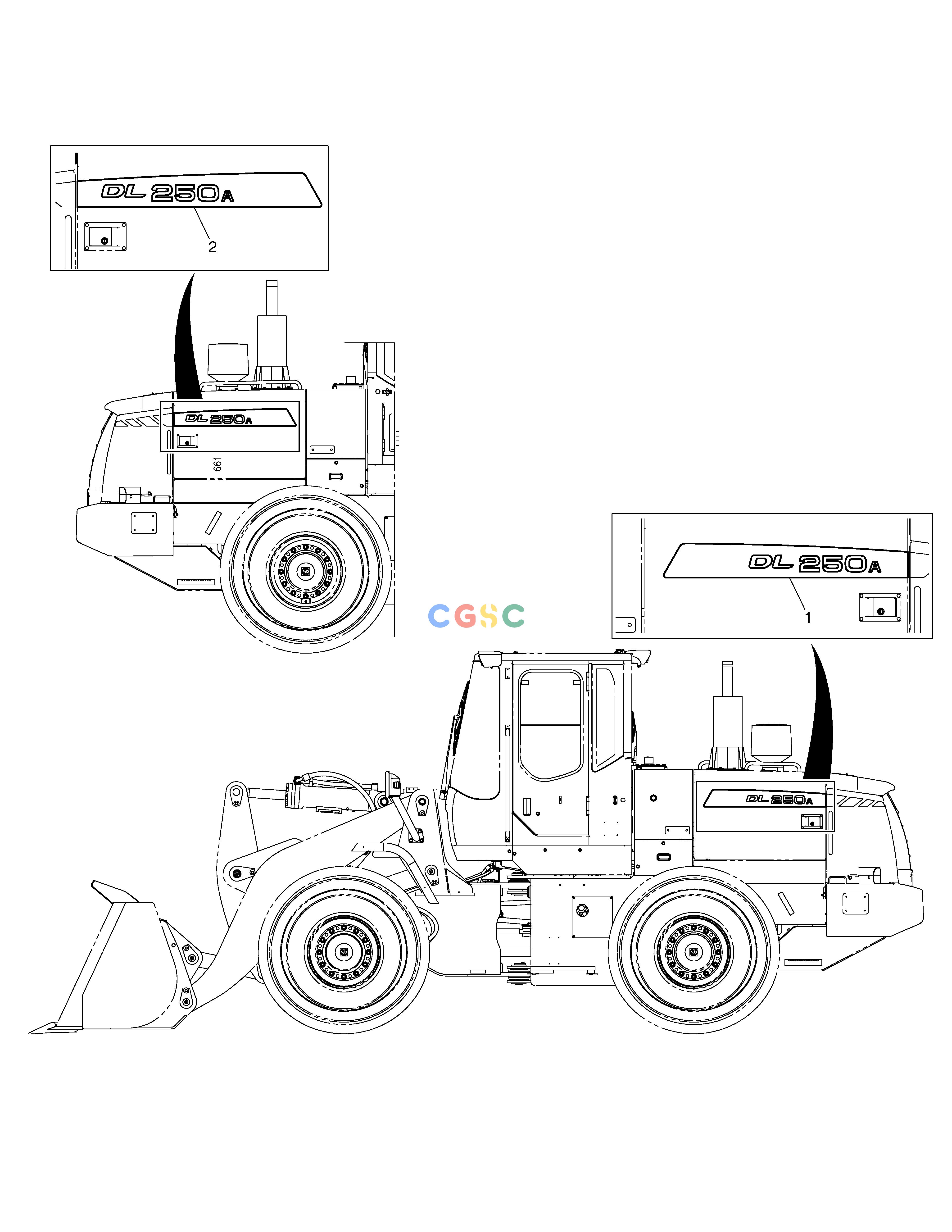 斗山零件查询DECAL - MACHINE NAME DL250A Doosan parts catalog online