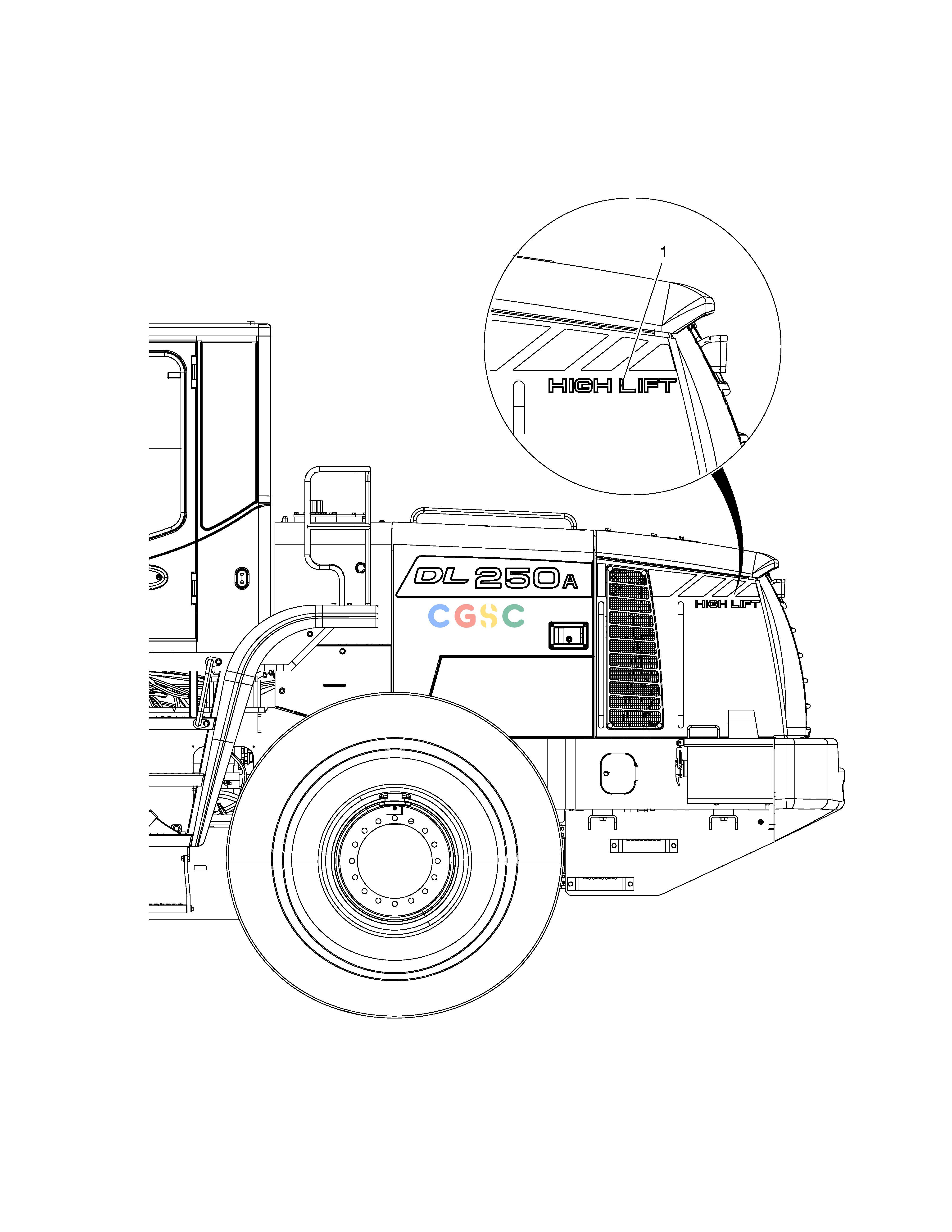 斗山零件查询DECAL - LONG BOOM DL250A Doosan parts catalog online