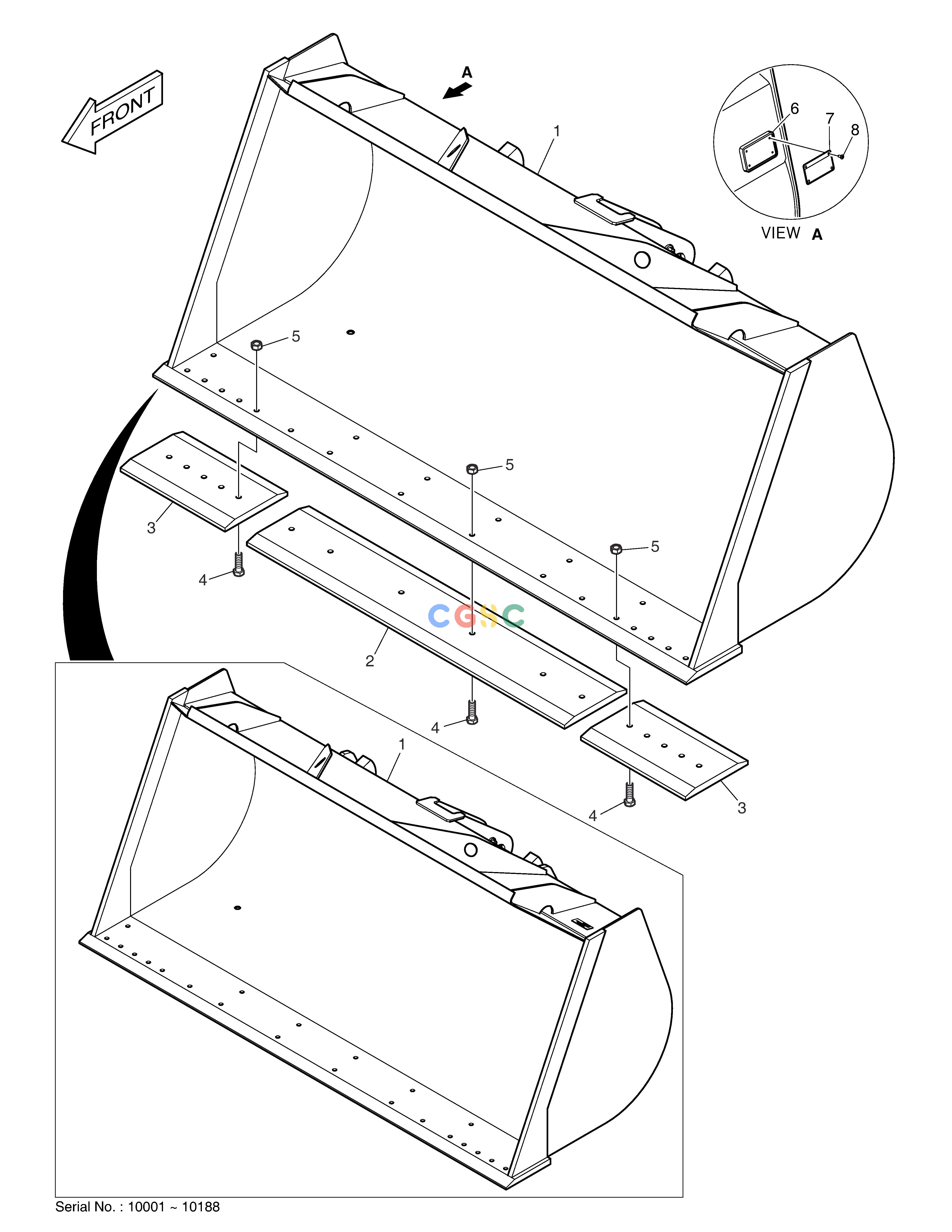 斗山零件查询BUCKET - 2.6㎥ (CUTTING EDGE) DL250A Doosan parts catalog online
