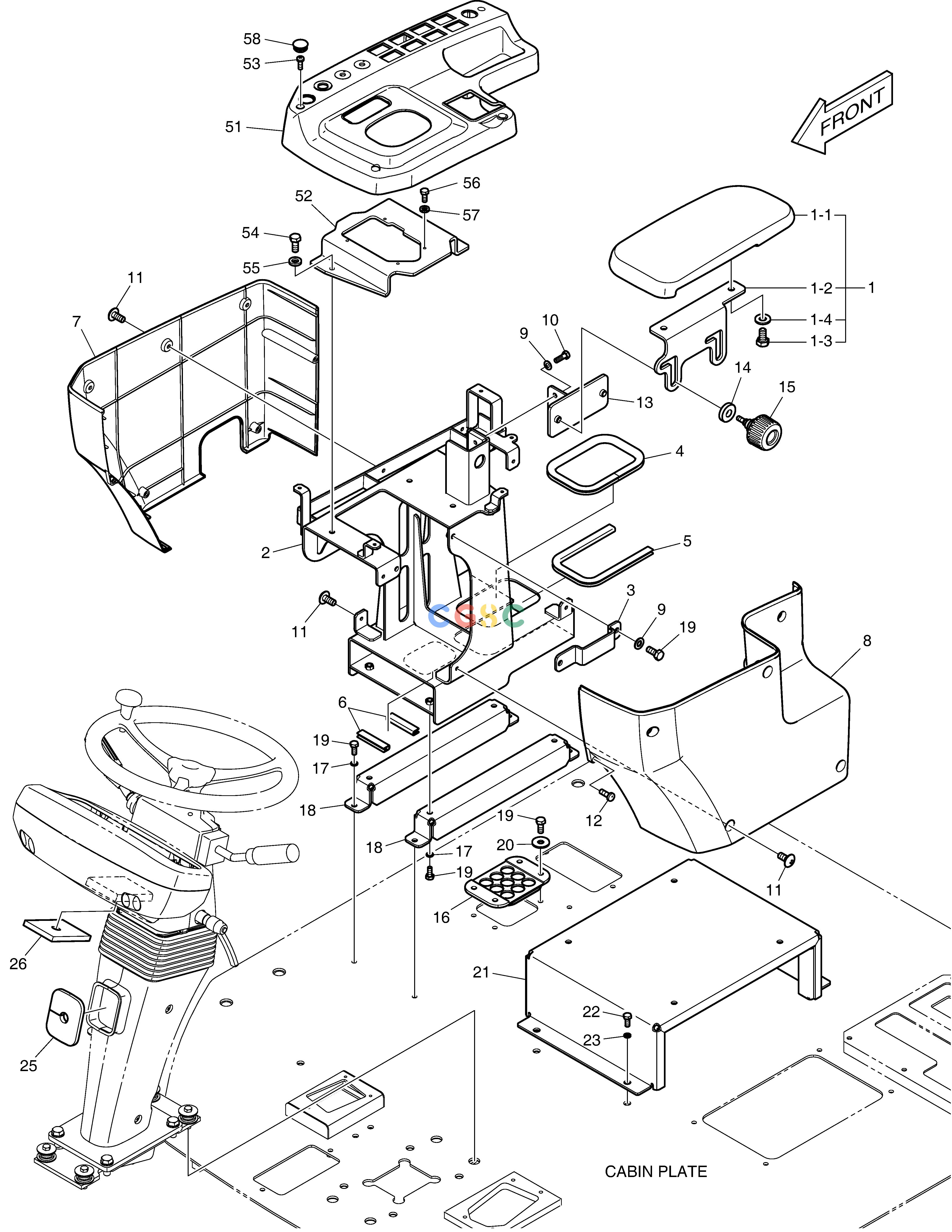 斗山零件查询CONTROL STAND ASS'Y-OPEN CAB DL250A Doosan parts catalog online