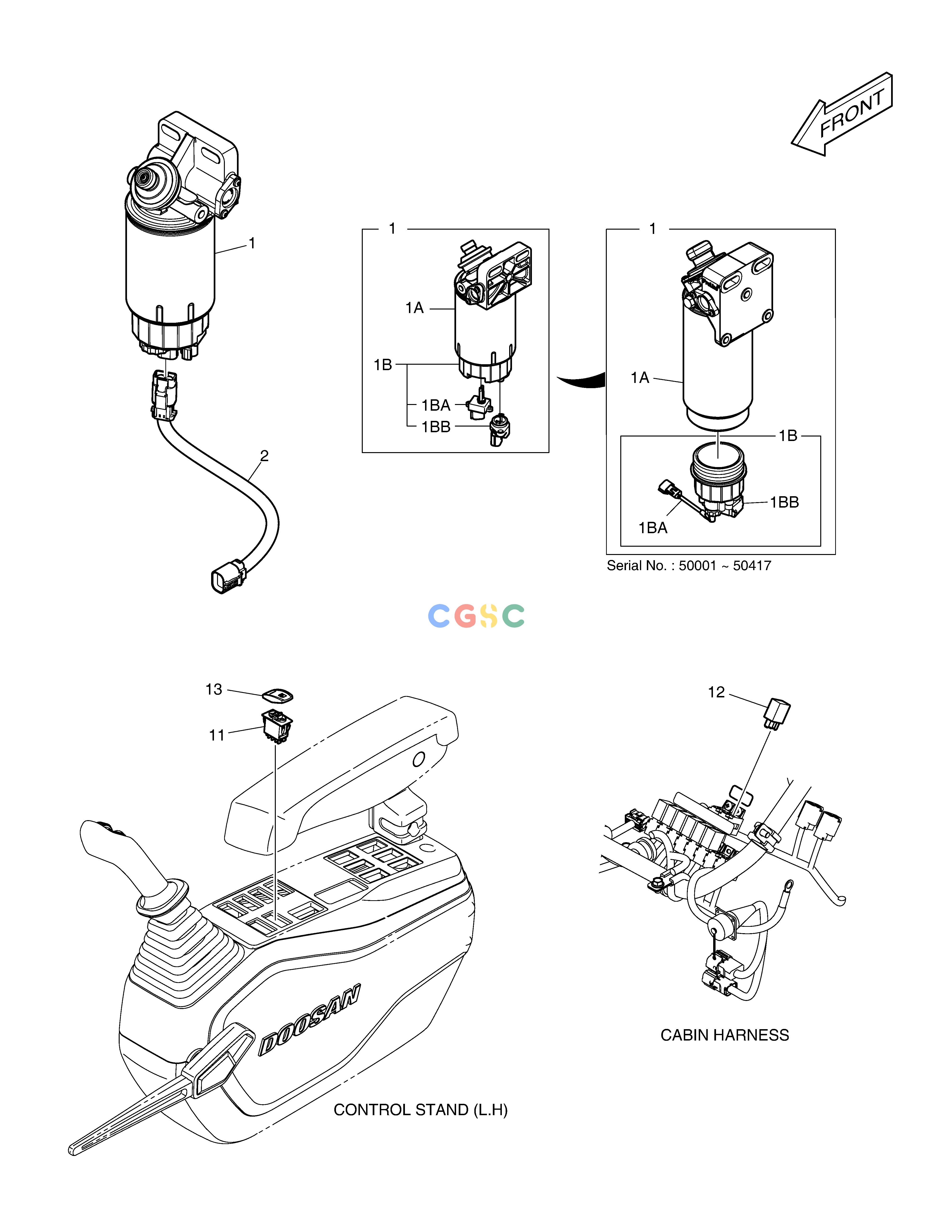 斗山零件查询FUEL FILTER - WITH BOWL HEATER DX160LC-3 Doosan parts catalog online