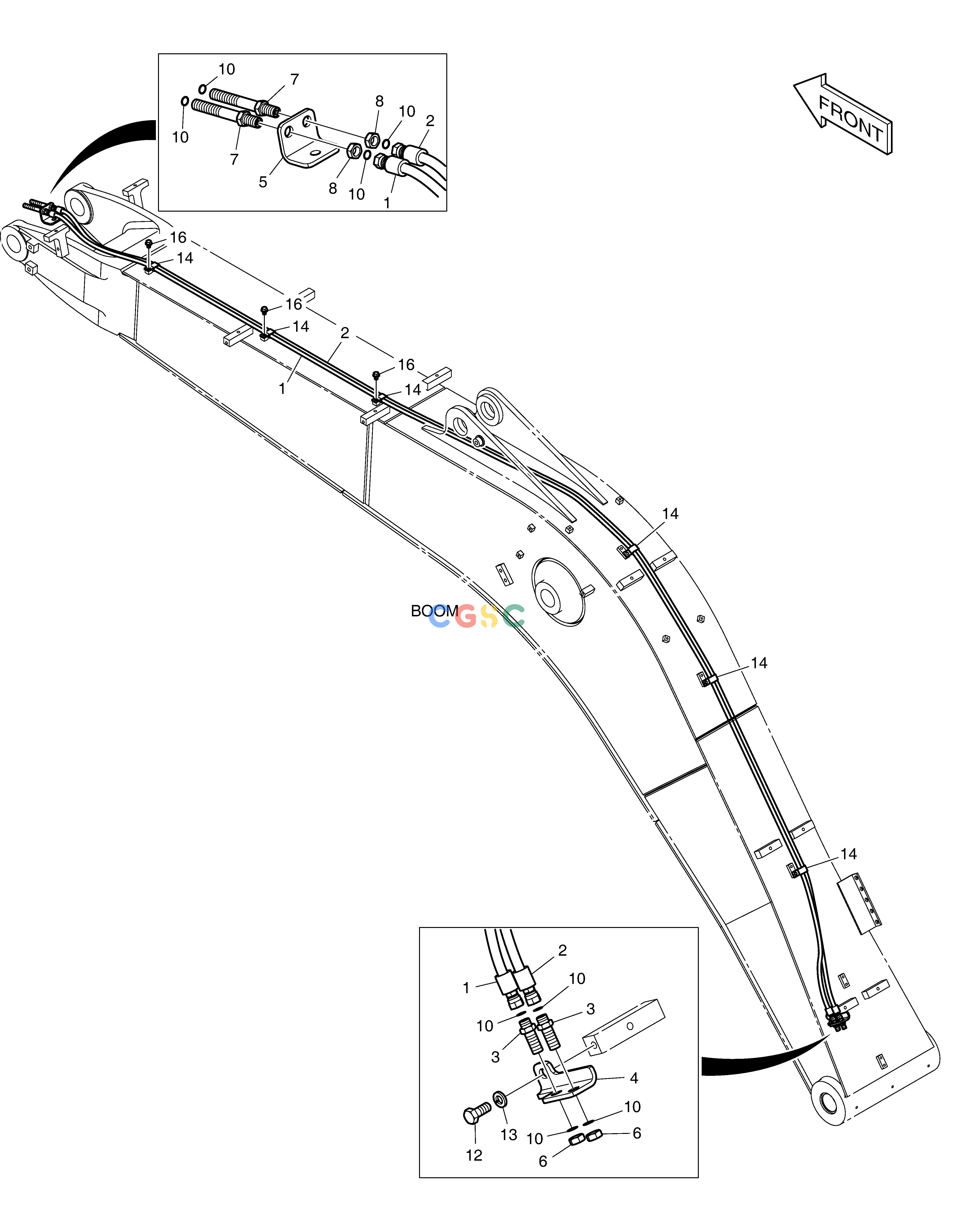 斗山零件查询BOOM PIPING - QUICK CLAMP(BOOM 4.6m) DX160LC-3 Doosan parts catalog online