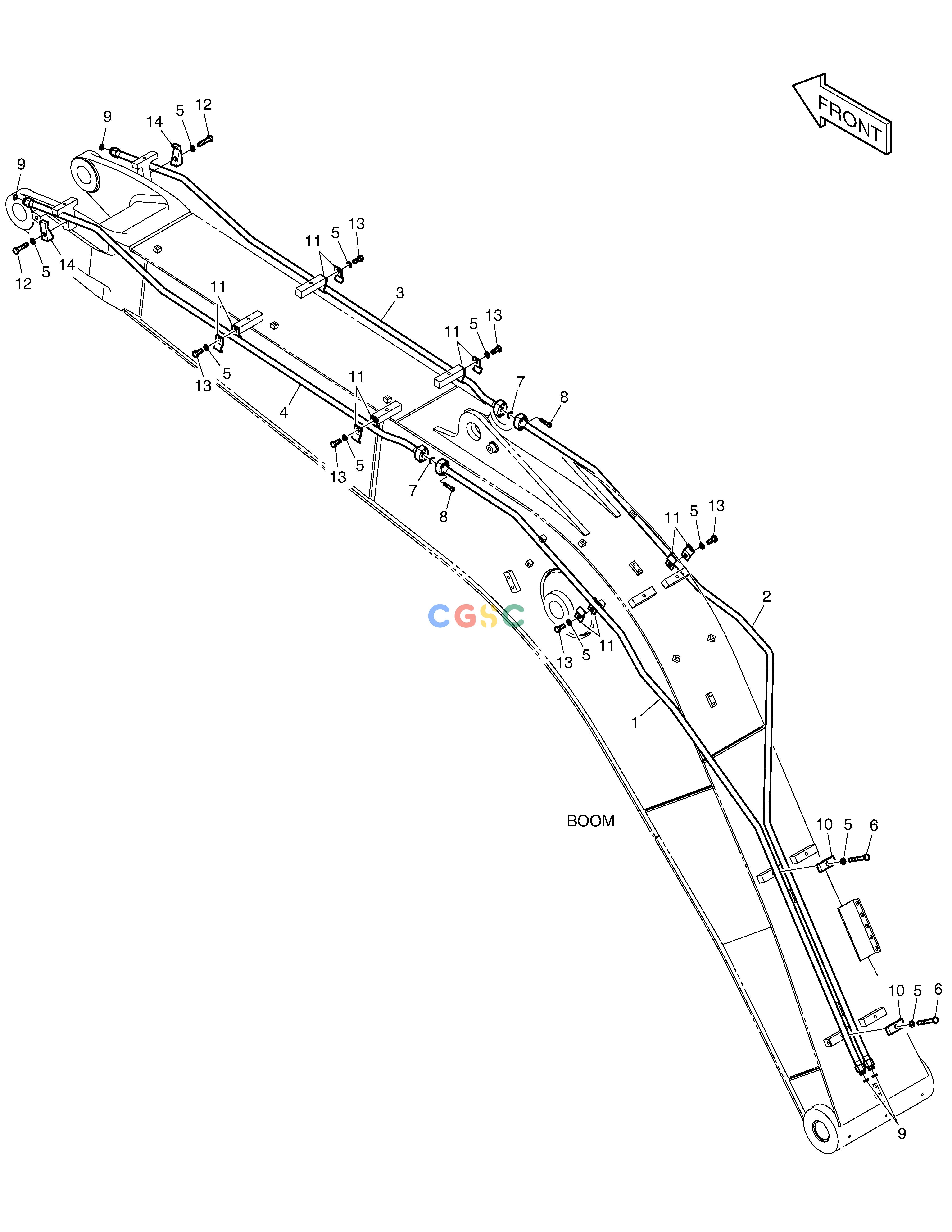 斗山零件查询BOOM PIPING - BOOM 4.6m(ROTATING) DX160LC-3 Doosan parts catalog online