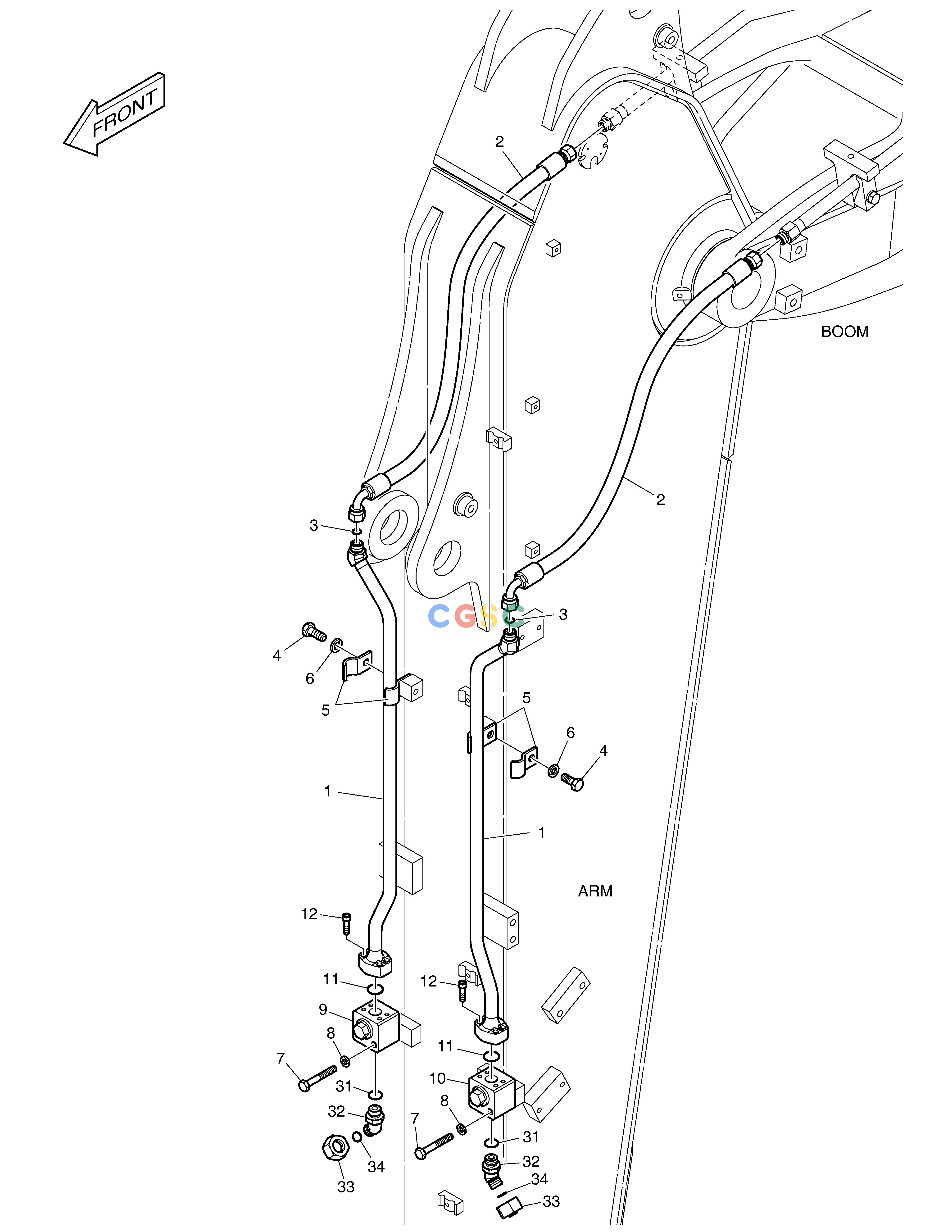 斗山零件查询ARM PIPING - ROTATING(ARM 2.5m) DX160LC-3 Doosan parts catalog online