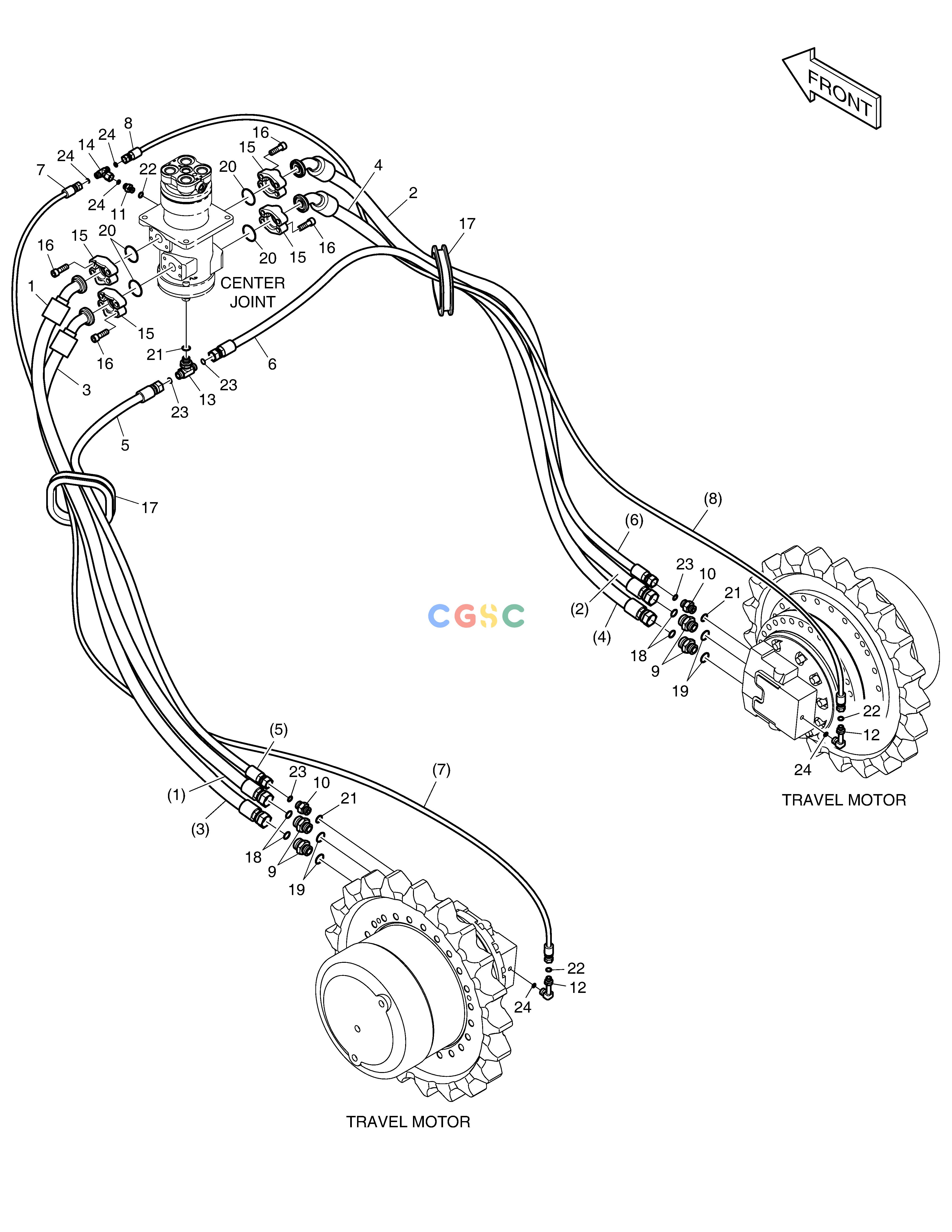 斗山零件查询TRAVEL PIPING - NARROW TRACK DX160LC-3 Doosan parts catalog online