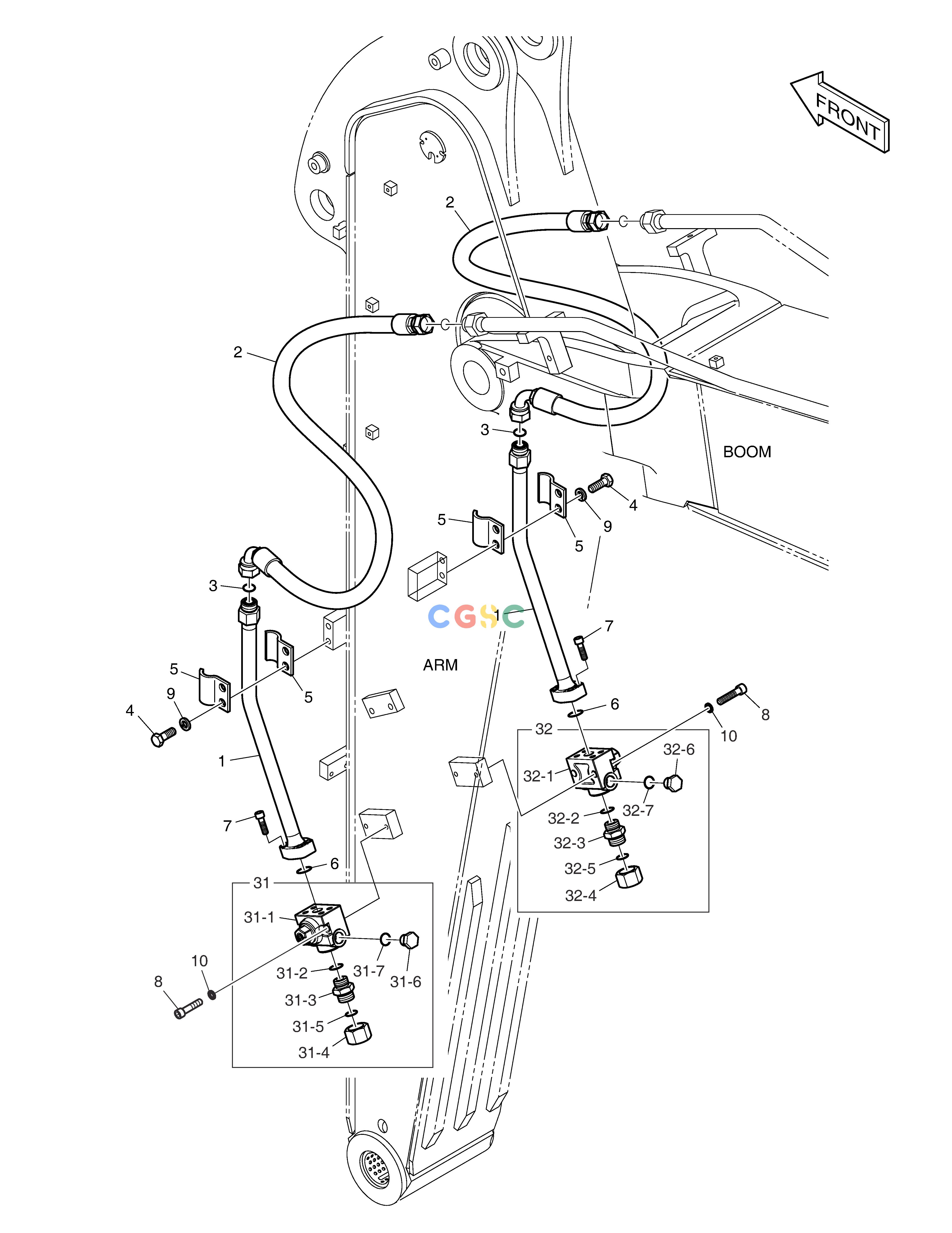 斗山零件查询ARM PIPING - ONE & TWO WAY(ARM 2.1m) DX160LC-3 Doosan parts catalog online