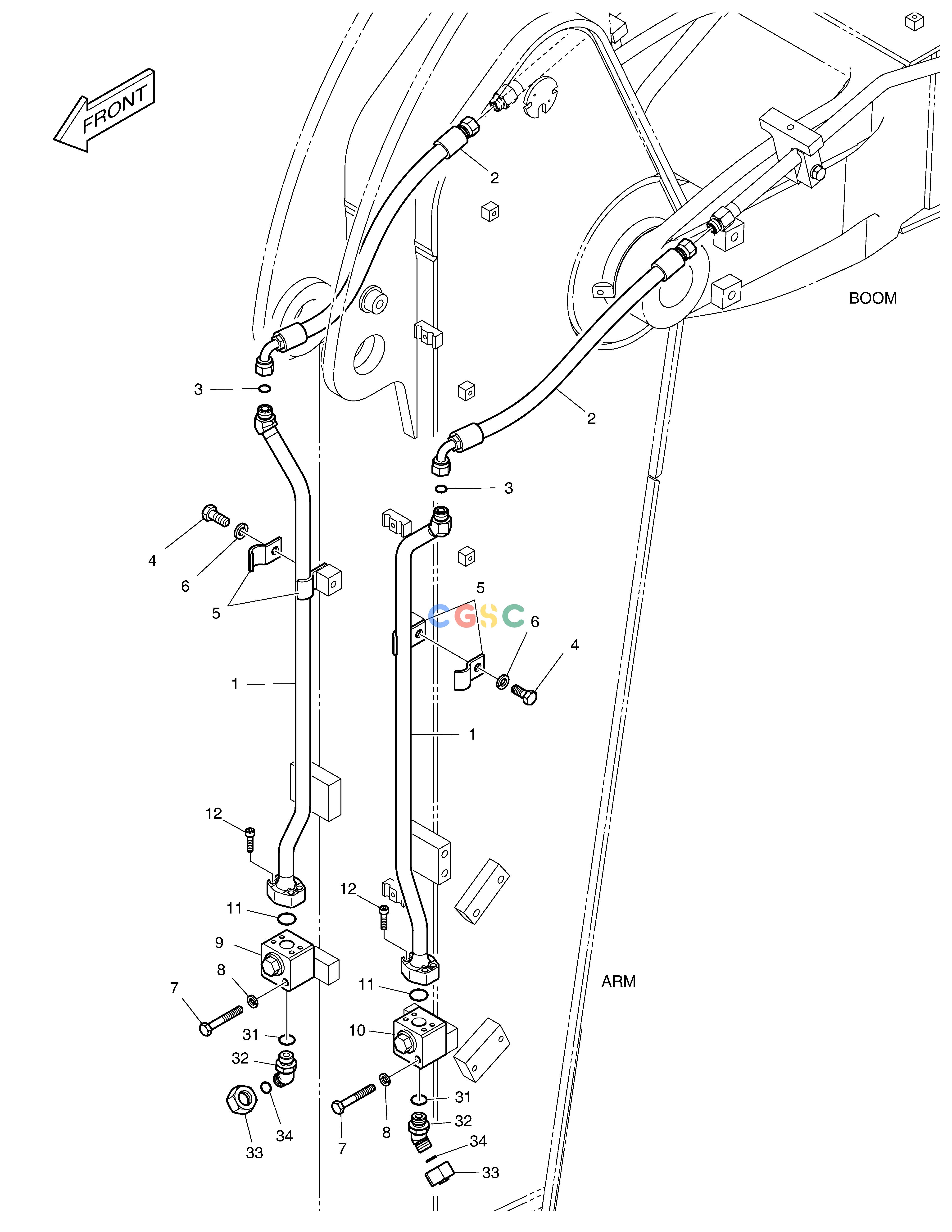斗山零件查询ARM PIPING - ROTATING(ARM 2.1m) DX160LC-3 Doosan parts catalog online