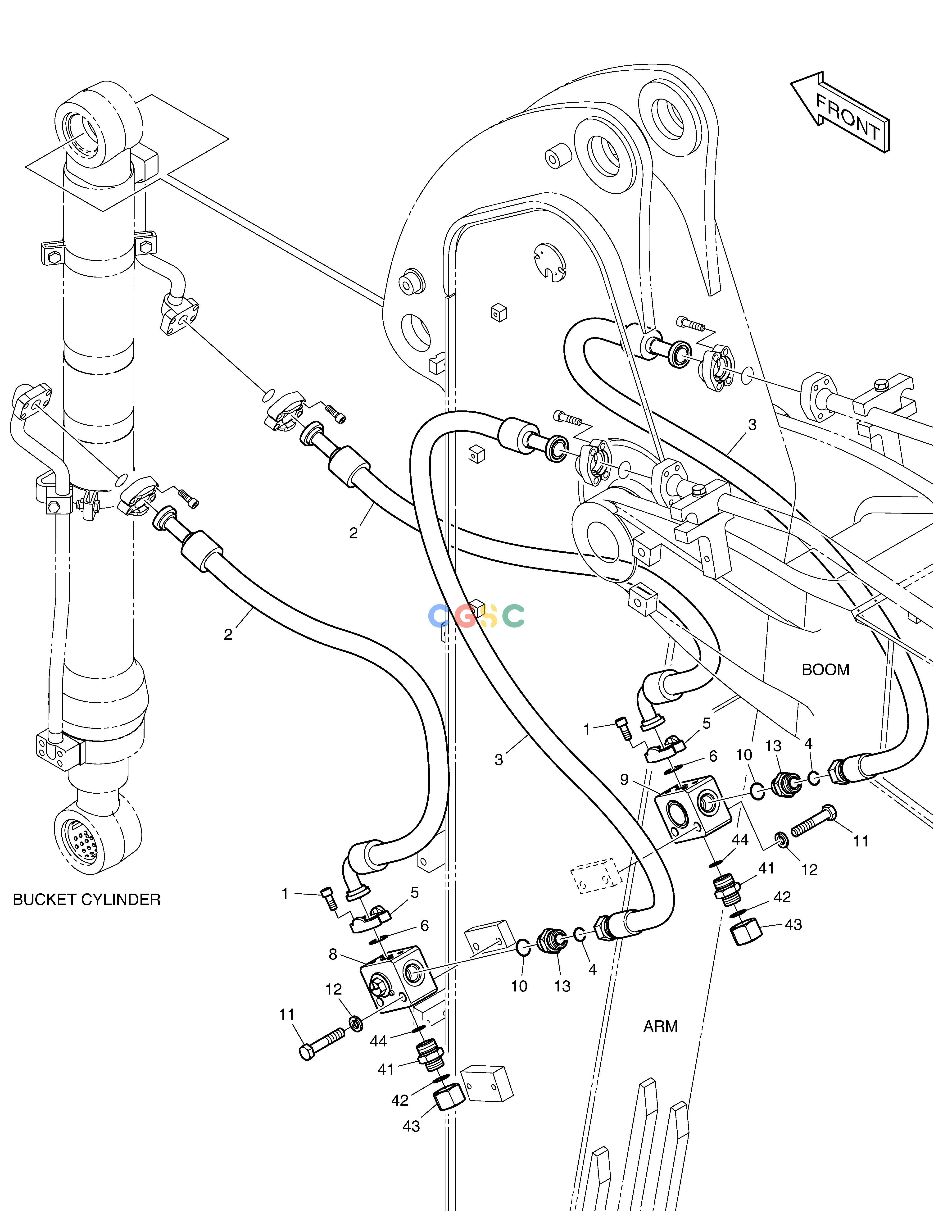 斗山零件查询ARM PIPING - CLAMSHELL(ARM 2.1m) DX160LC-3 Doosan parts catalog online