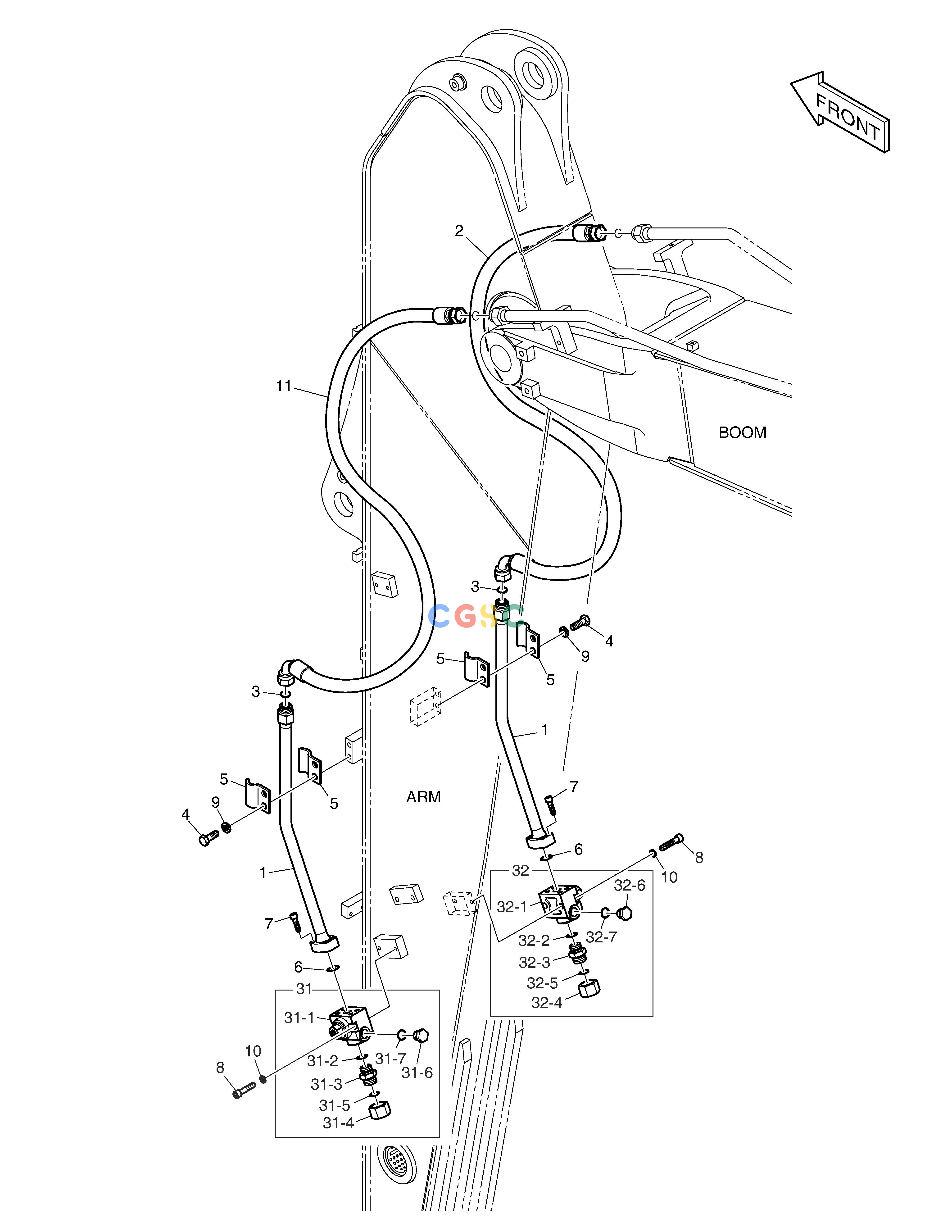 斗山零件查询ARM PIPING - ONE & TWO WAY(ARM 3.0m) DX160LC-3 Doosan parts catalog online