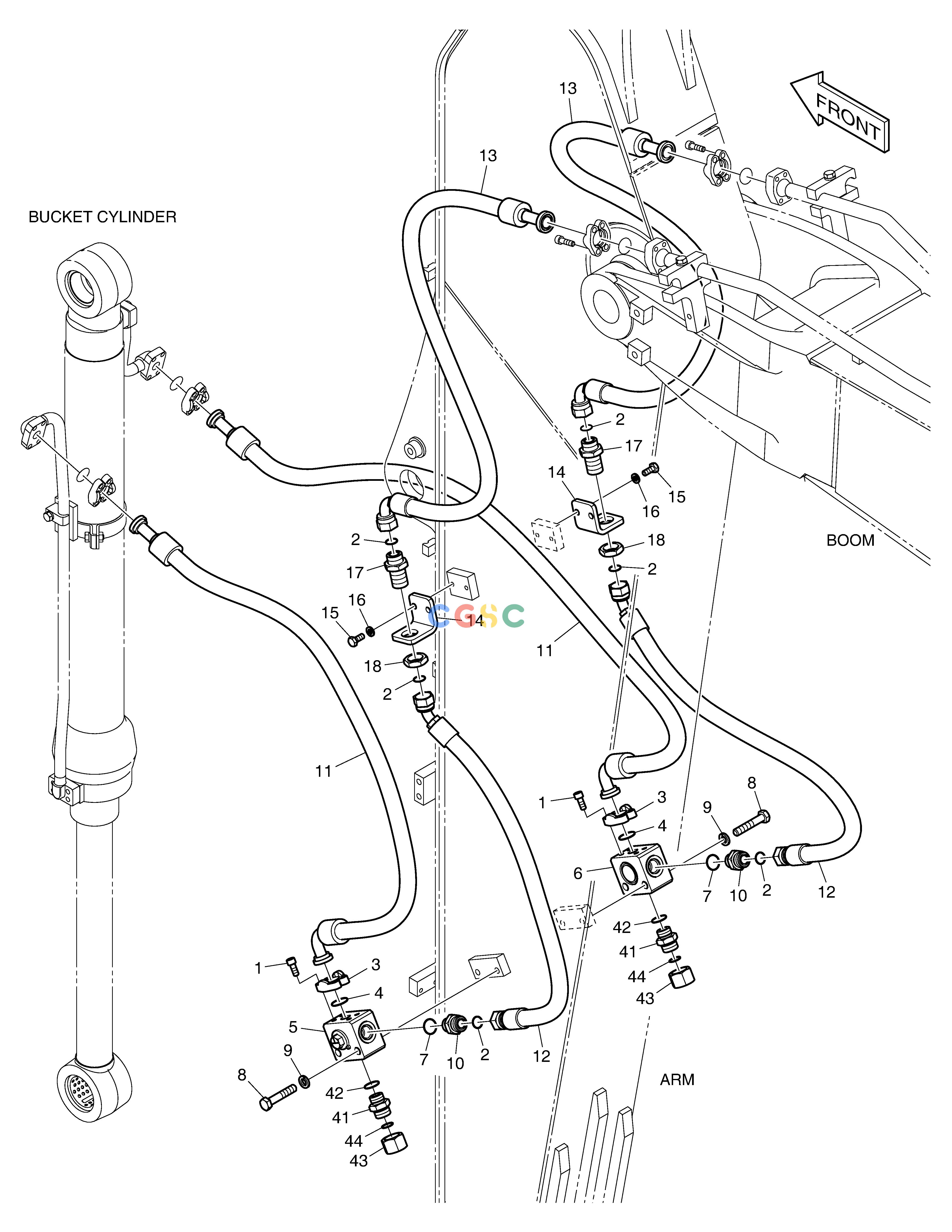 斗山零件查询ARM PIPING - CLAMSHELL(ARM 3.0m) DX160LC-3 Doosan parts catalog online