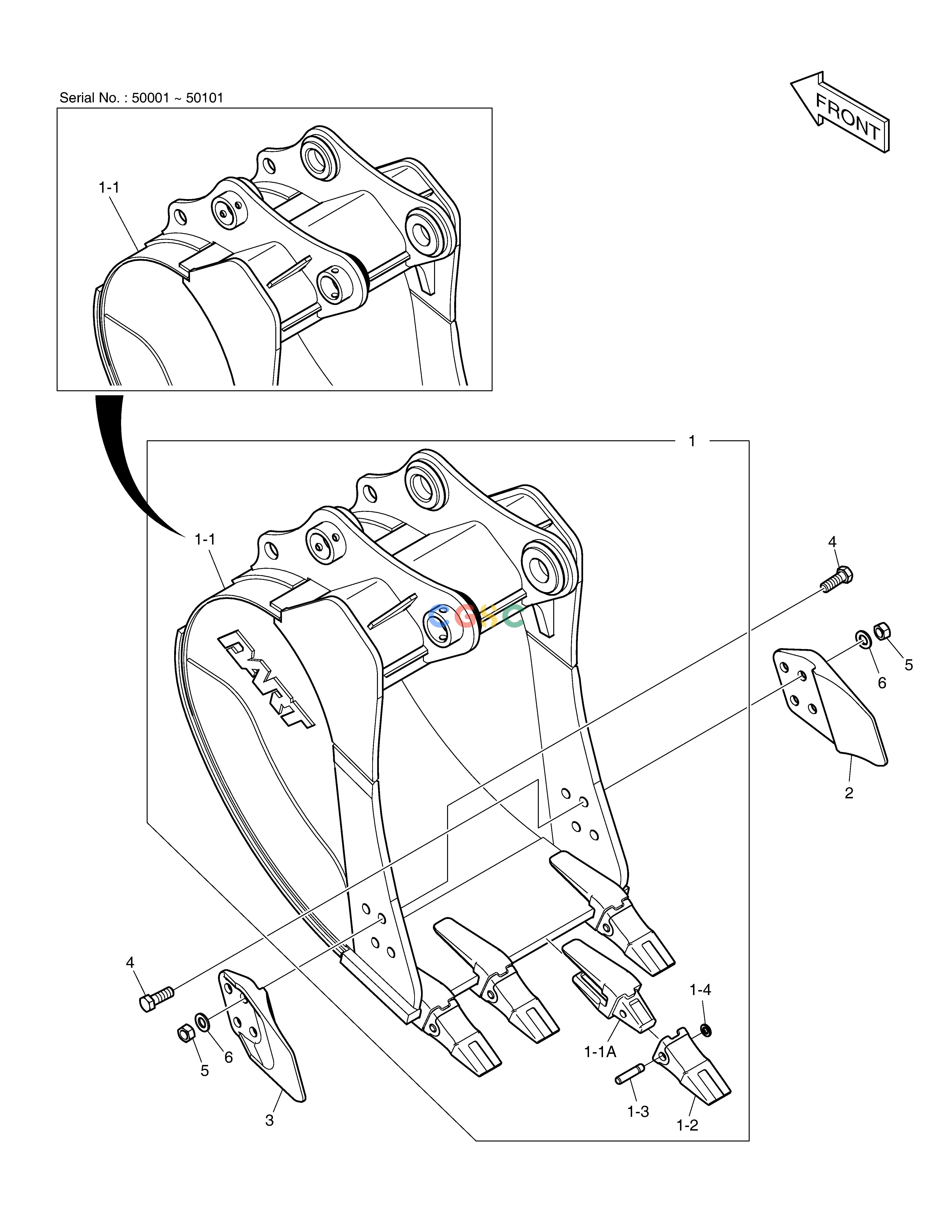 斗山零件查询BUCKET ASS'Y - 0.38㎥ (30") - SIDE PIN DX160LC-3 Doosan parts catalog online
